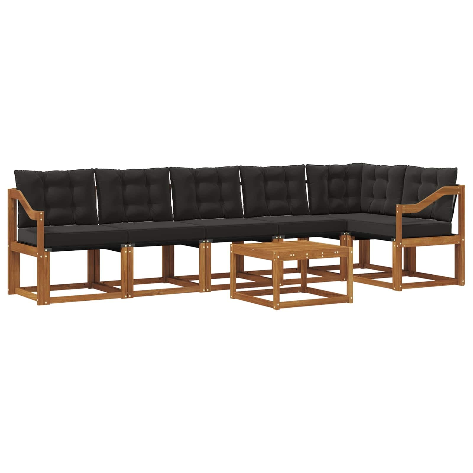 vidaXL Conjunto de Sofás para Exterior 7 Peças Natural e Preto - 1614839641