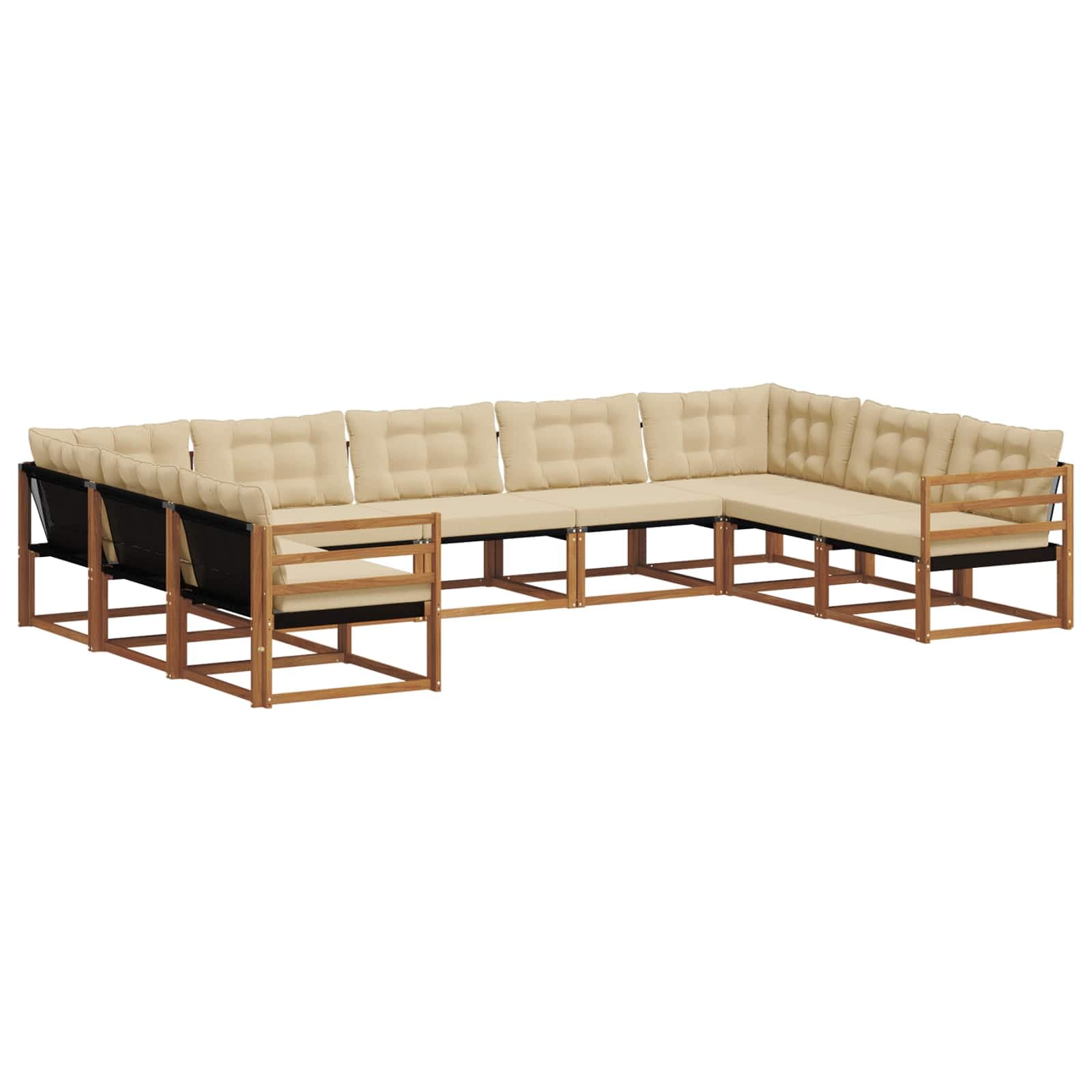 vidaXL Conjunto de Sofás para Exterior 9 Peças Natural e Bege - 3968548169