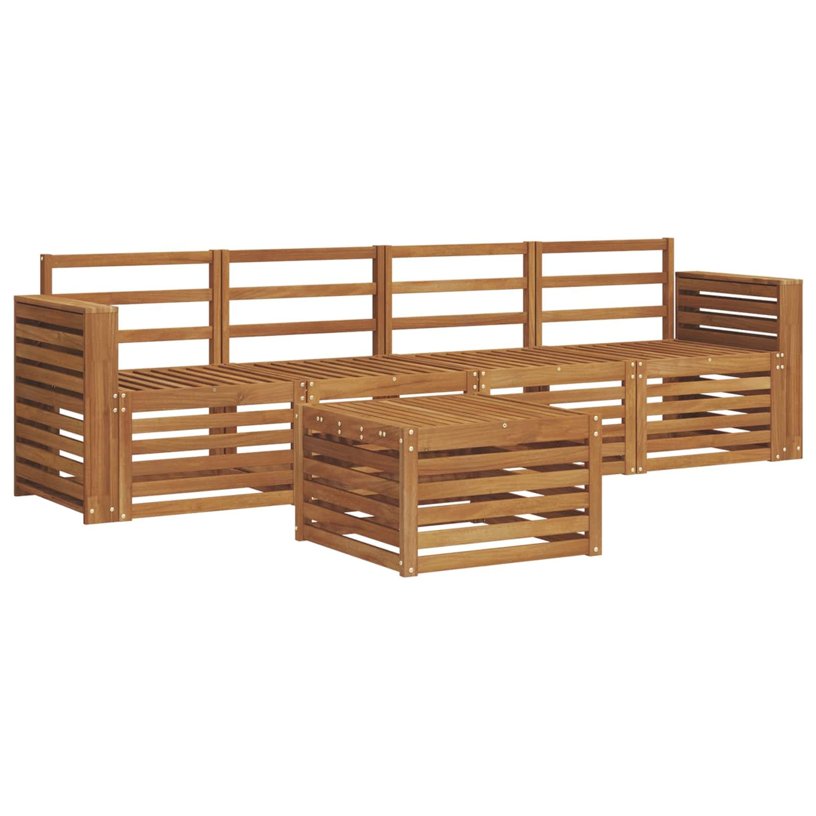 vidaXL Conjuntos de sofás 5 pcs Natural Madeira Sólida de Acácia