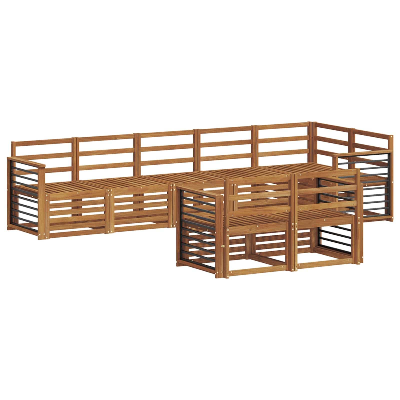 vidaXL Conjuntos de sofás 8 pcs Natural Madeira Sólida de Acácia
