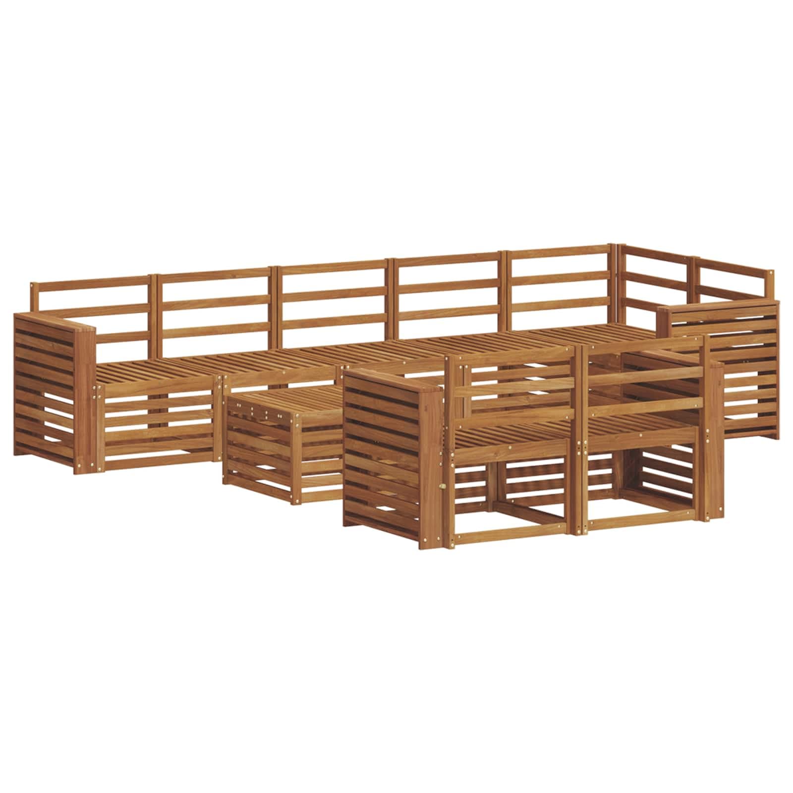 vidaXL Conjuntos de sofás 9 pcs Natural Madeira Sólida de Acácia
