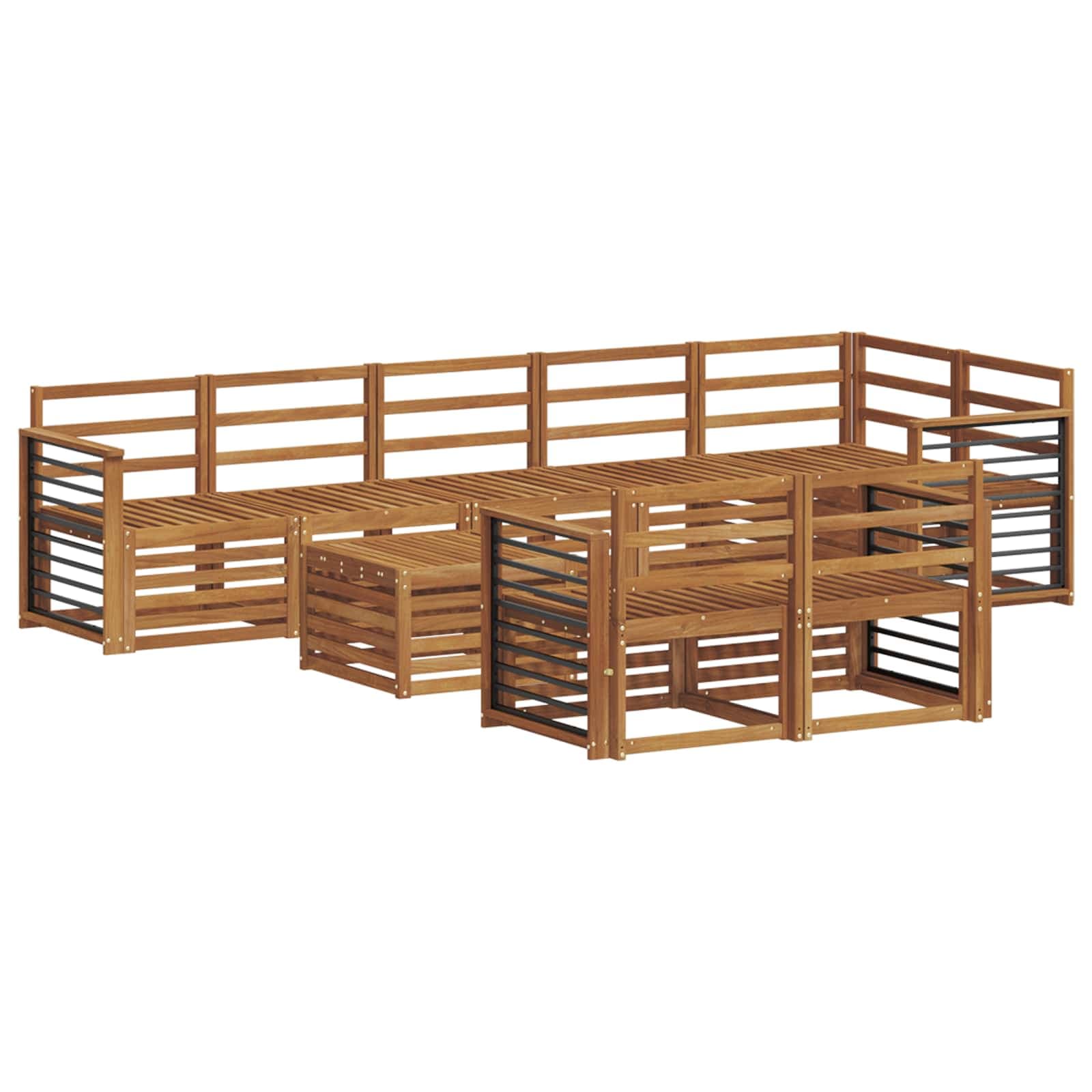 vidaXL Conjuntos de sofás 9 pcs Natural Madeira Sólida de Acácia