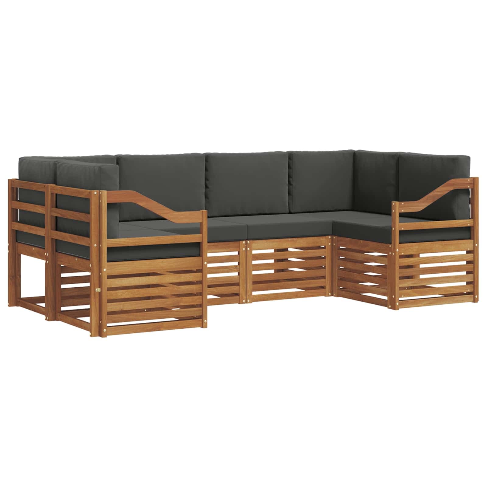 vidaXL Conjunto de Sofá Sectional 6 pcs Natural e Antracite