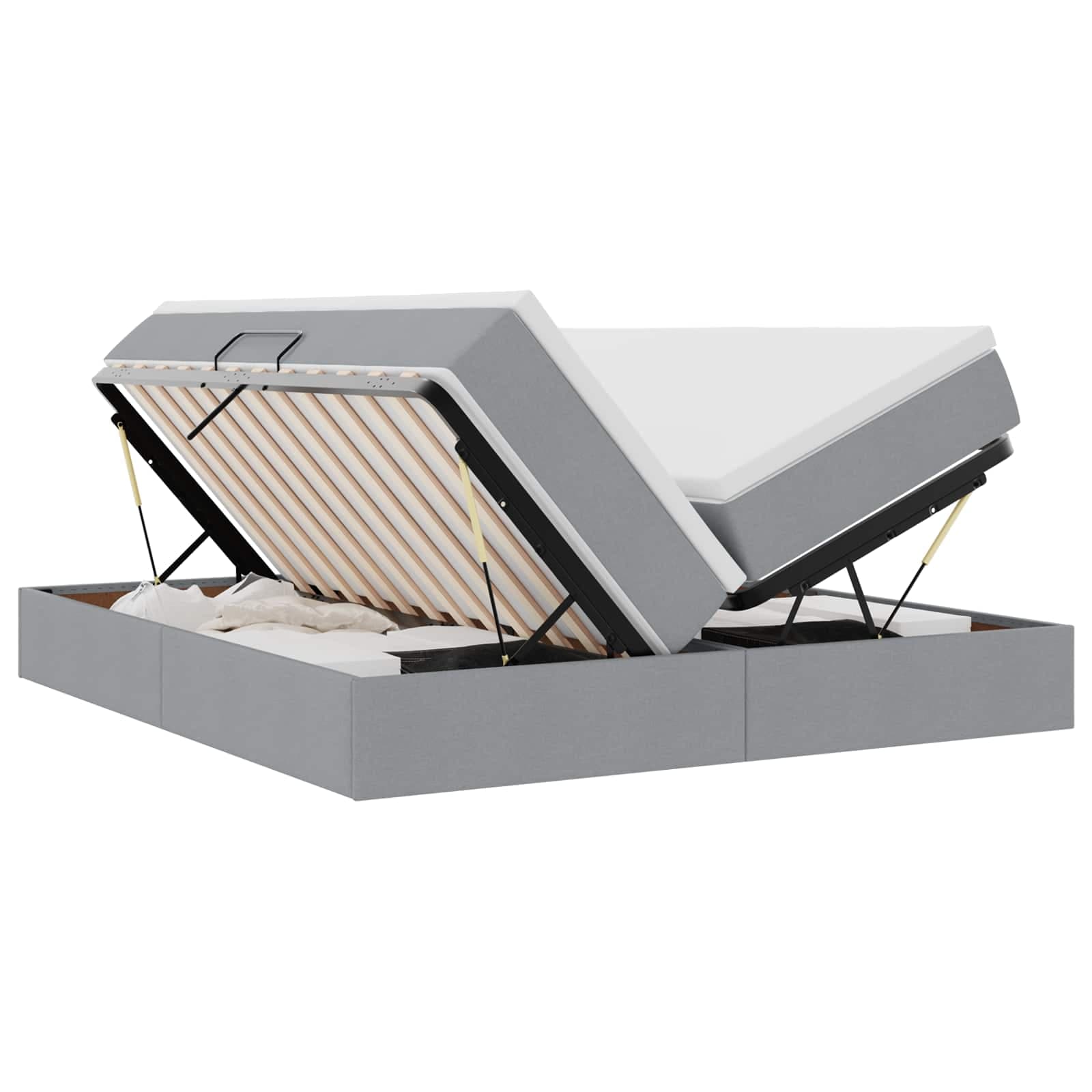 vidaXL Cama com arrumação e colchão Cinzento-claro 200 x 200 cm