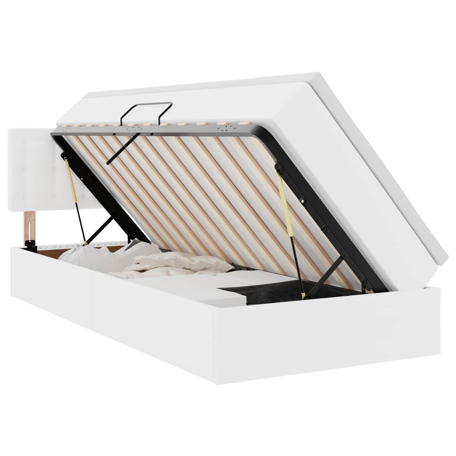 vidaXL Cama com arrumação e colchão Branco Puro 90 x 200 cm