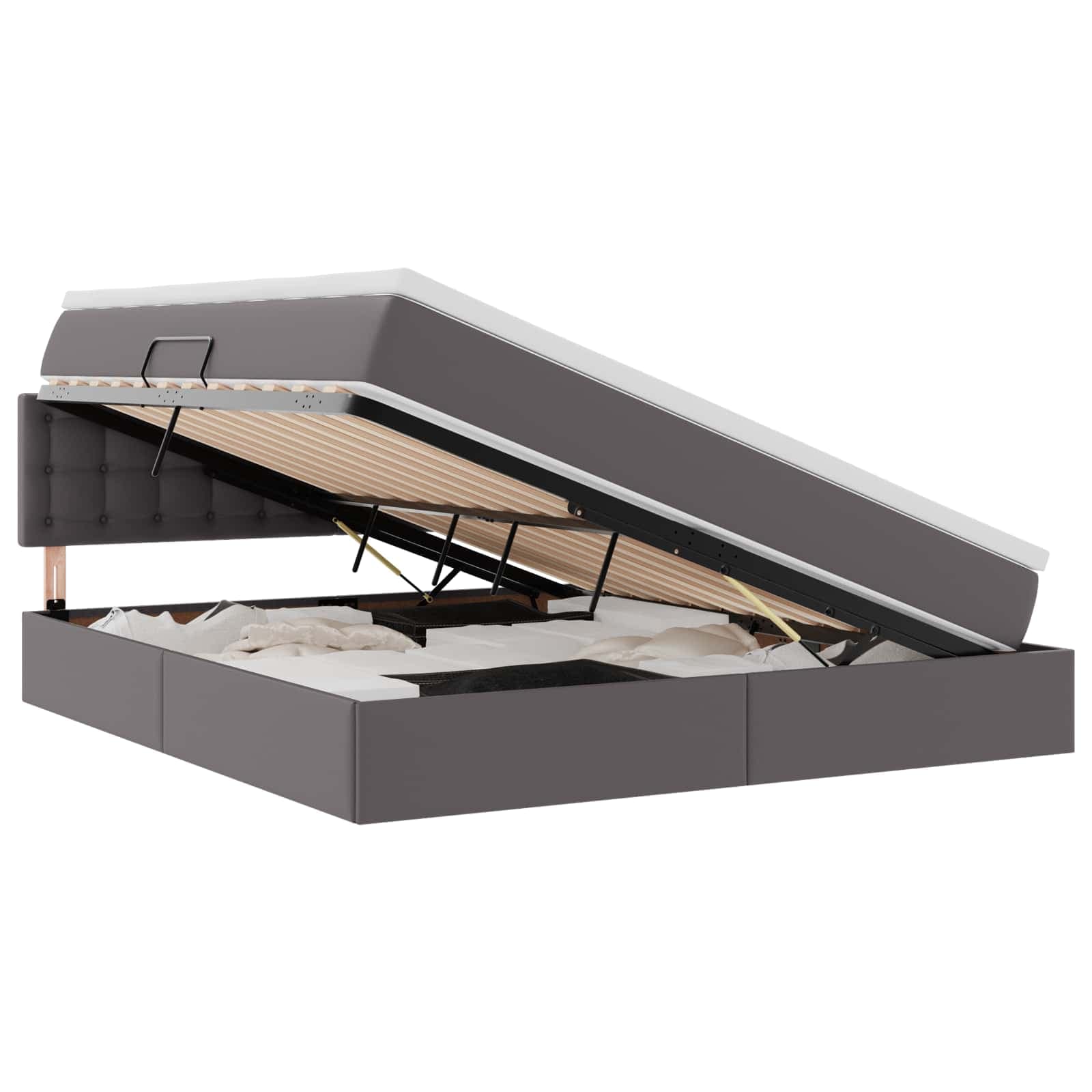 vidaXL Cama com arrumação e colchão com colchão Cinzeto 160 x 200 cm