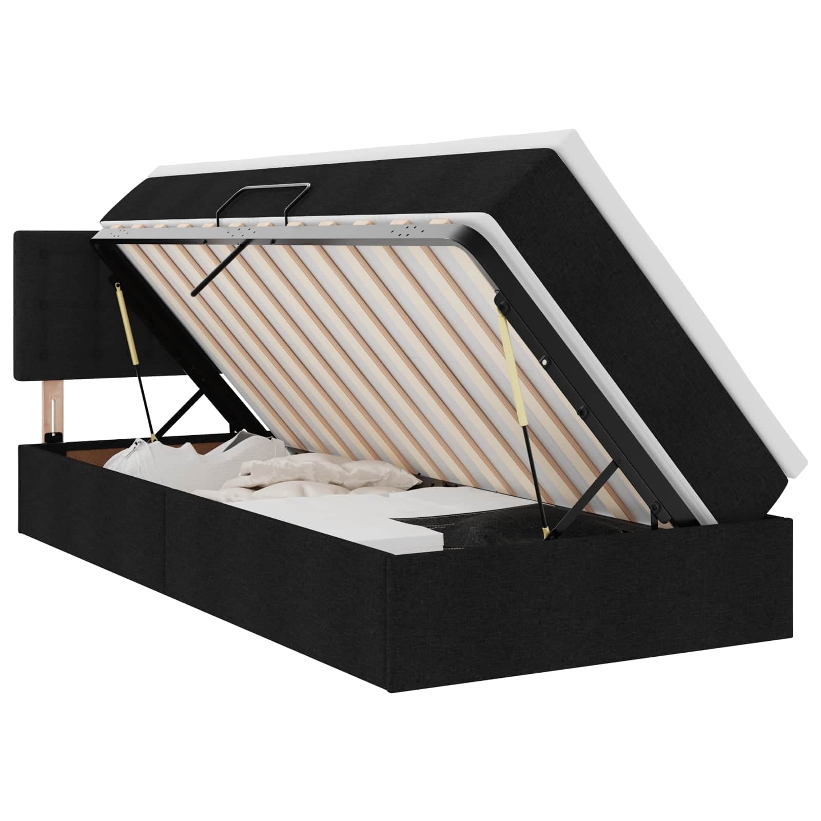 vidaXL Cama com arrumação e colchão com colchão Preto 100 x 200 cm