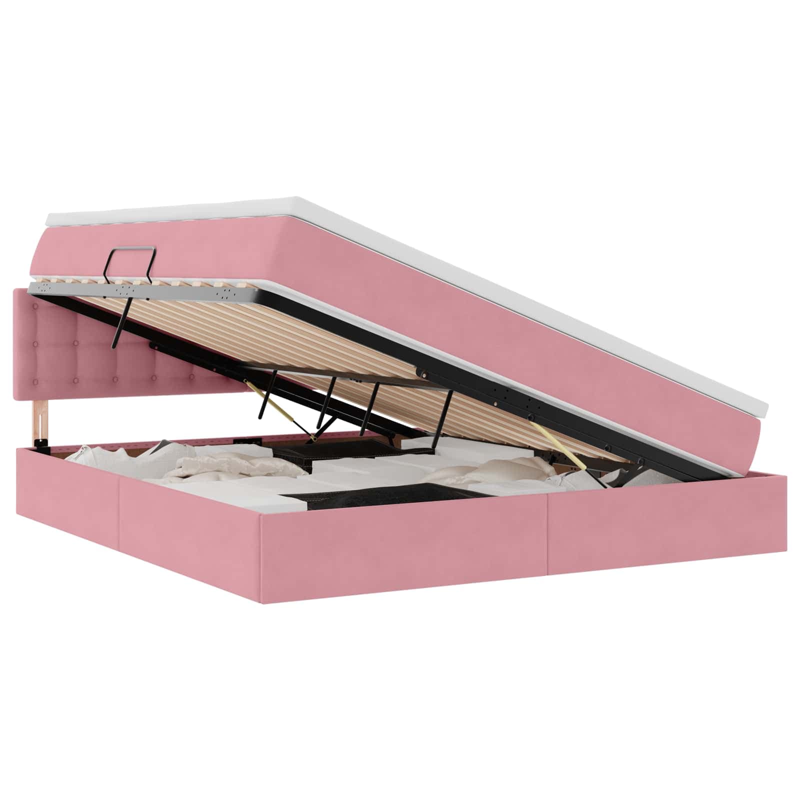 vidaXL Cama com Armazenamento com colchão Rosa 180 x 200 cm Veludo