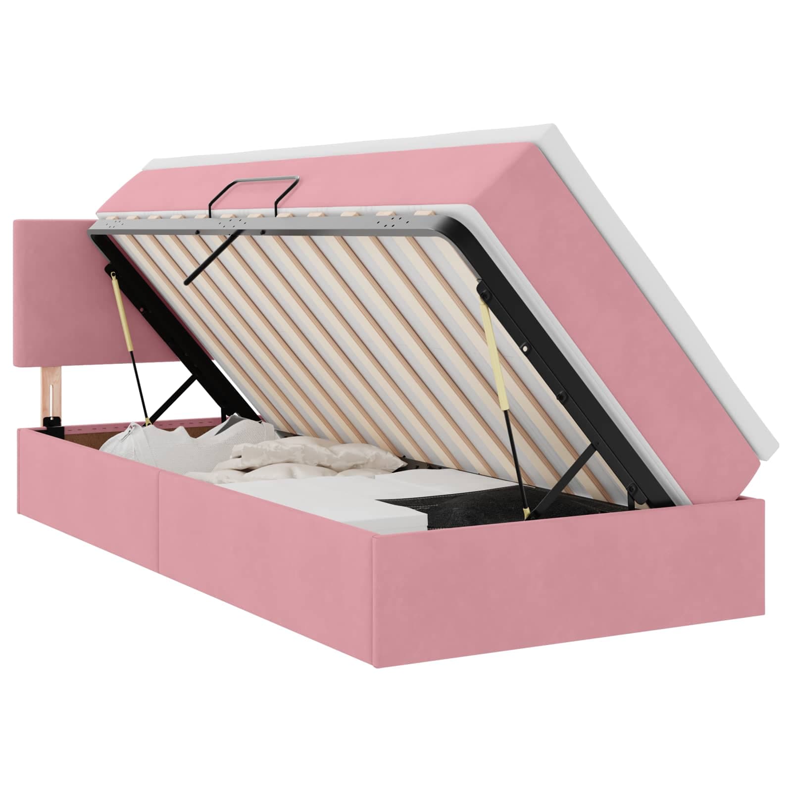 vidaXL Cama de Armazenamento LED com Colchão Rosa 100 x 200 cm Veludo