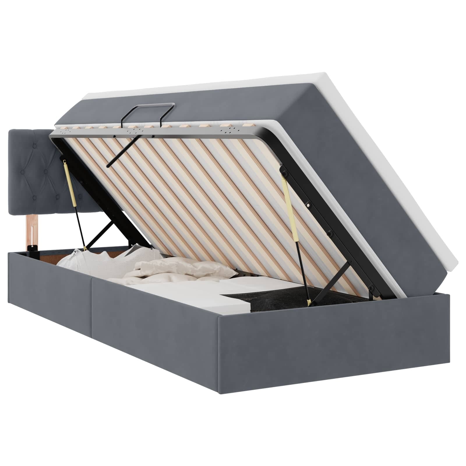vidaXL Cama de Armazenamento LED com Colchão Cinzento-Escuro