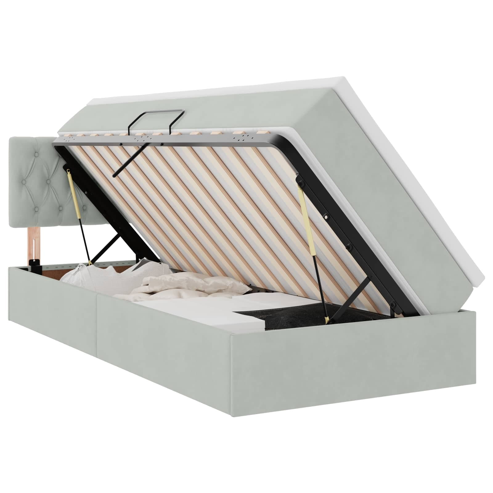 vidaXL Cama de Armazenamento LED com Colchão Cinzento-claro