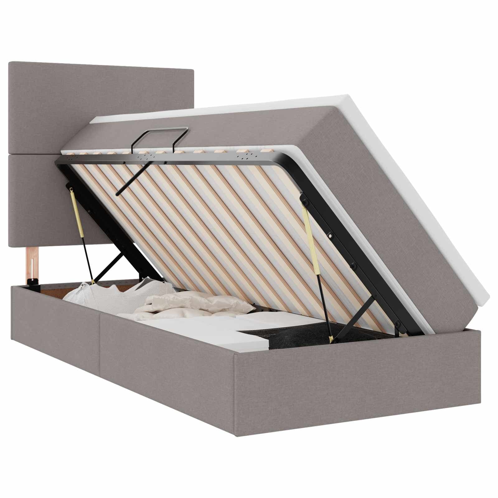 vidaXL Cama com arrumação e colchão Cinzento-acastanhado 90 x 200 cm