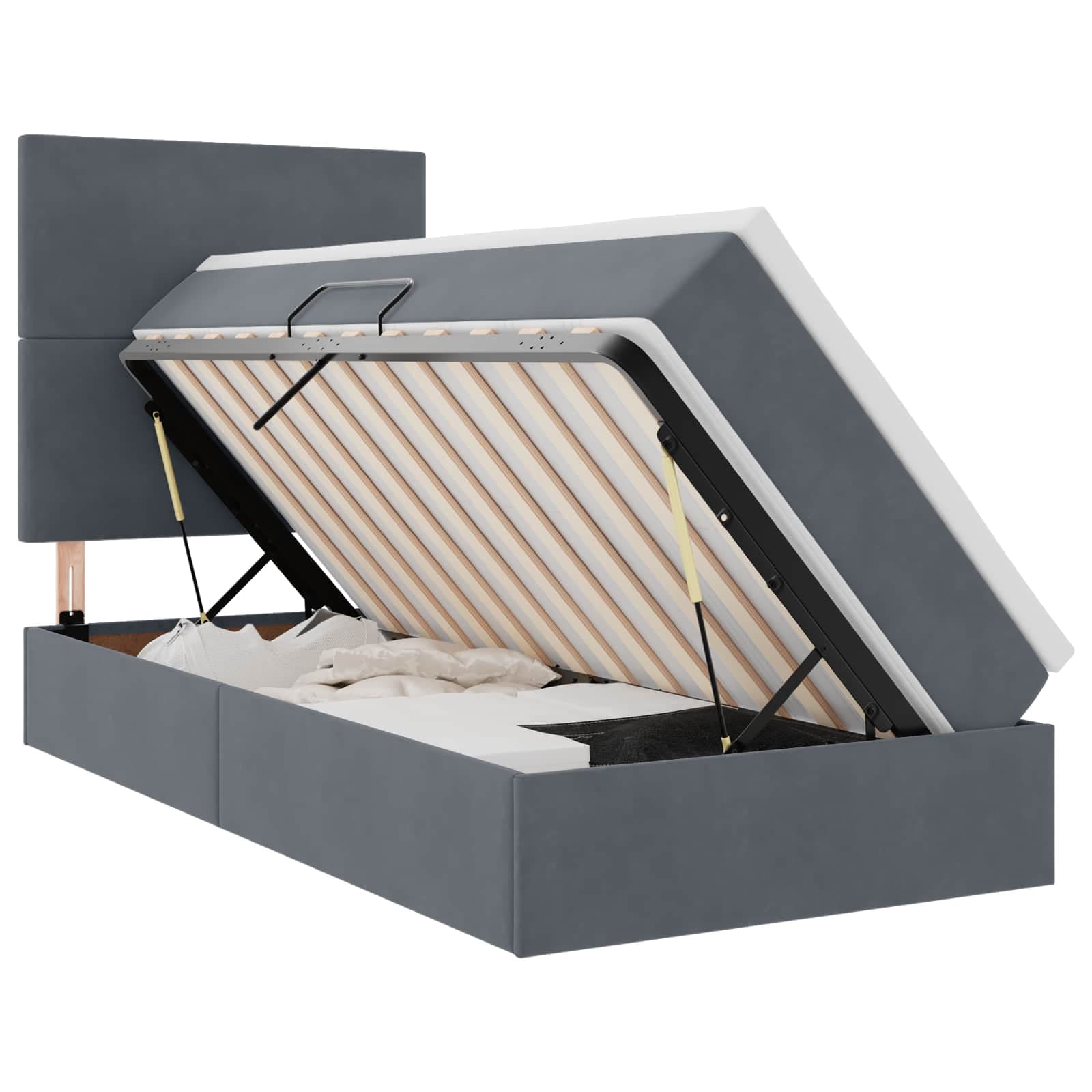 vidaXL Cama com arrumação e colchão Cinza Escuro 90 x 190 cm Veludo