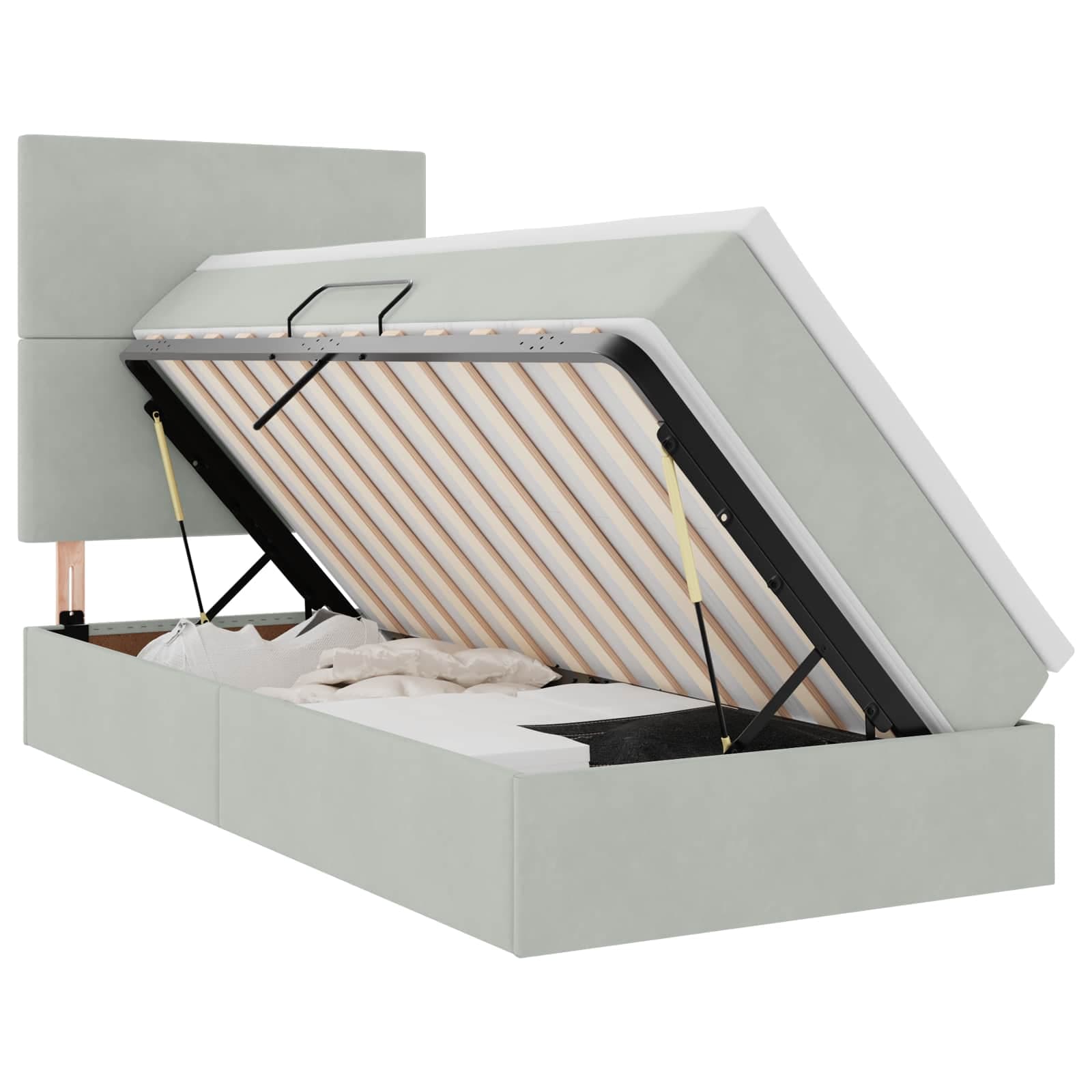 vidaXL Cama com arrumação e colchão Cinzento-claro 100 x 200 cm Veludo