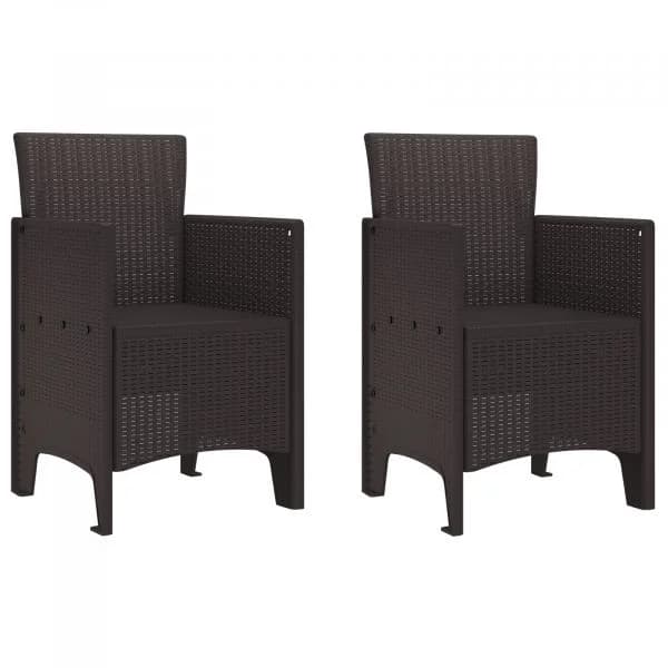vidaXL Cadeiras de Jardim 2 Peças Castanho Rattan Poliéster - 982038909