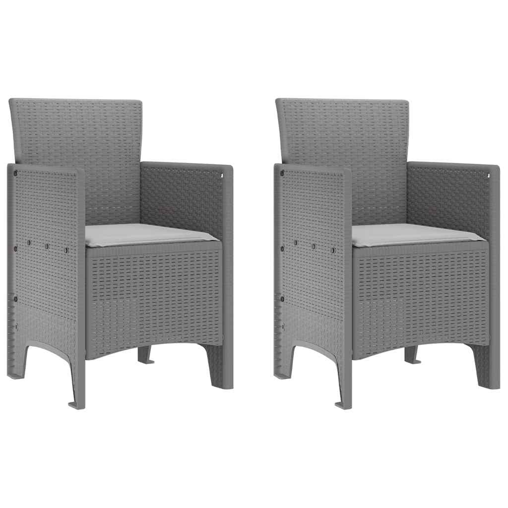vidaXL Cadeira de Jardim 2 pcs Cinzento-claro 53 x 49 x 85 cm