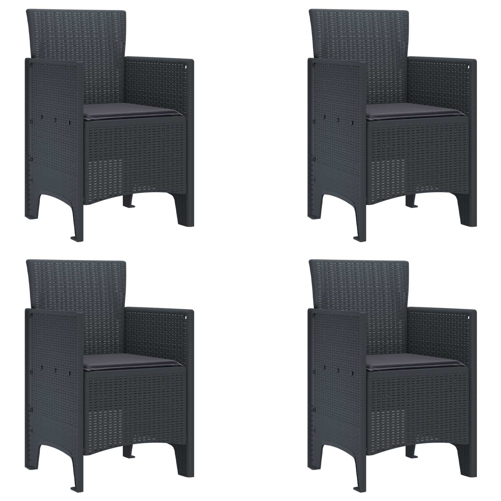 vidaXL Cadeira de Jardim 4 pcs Antracite 53 x 49 x 85 cm Polipropileno