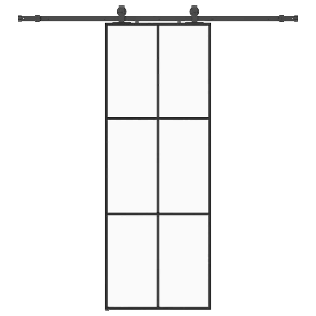 vidaXL Porta deslizante c/ conj. ferragens 76x205cm vidro ESG preto