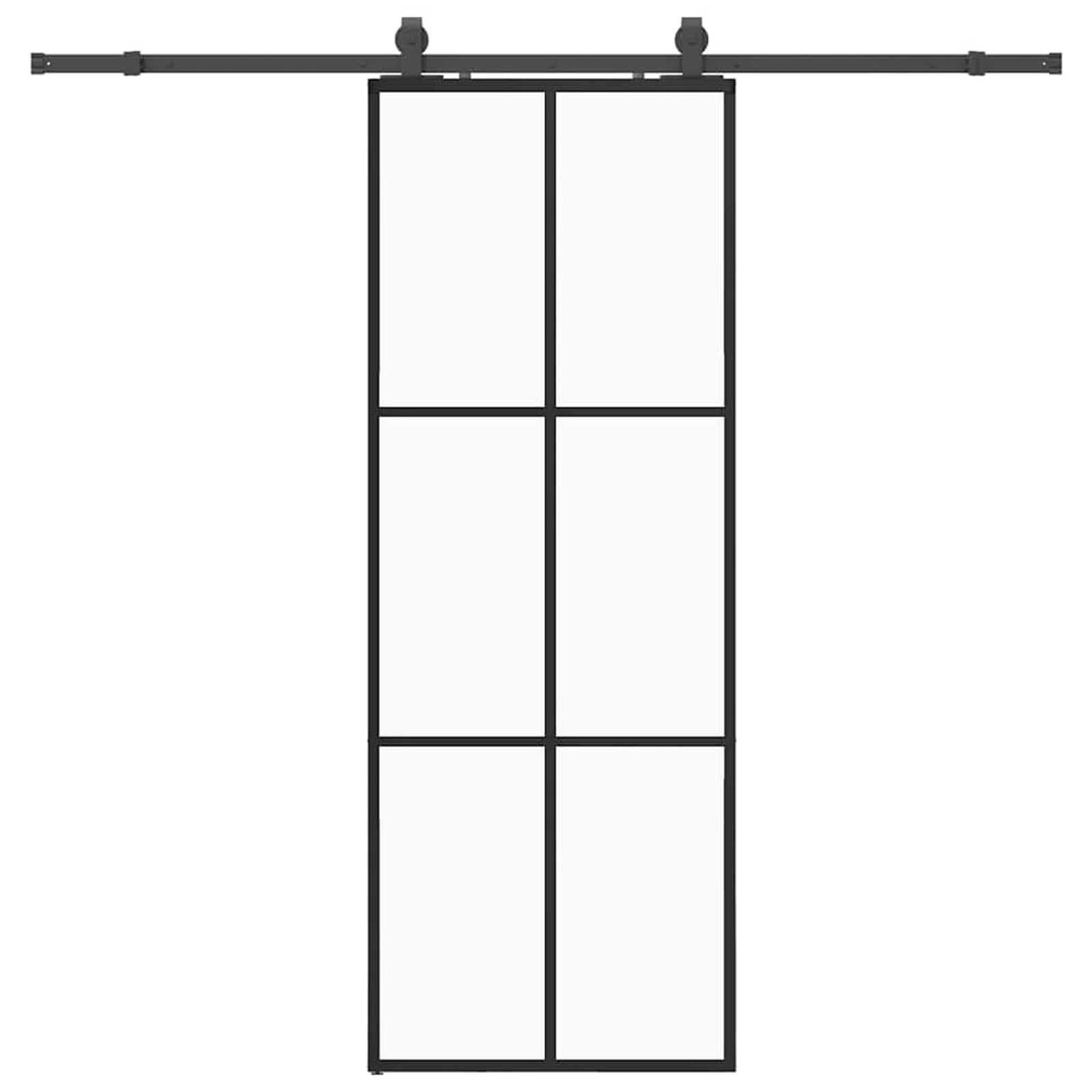 vidaXL Porta deslizante c/ conj. ferragens 76x205cm vidro ESG preto
