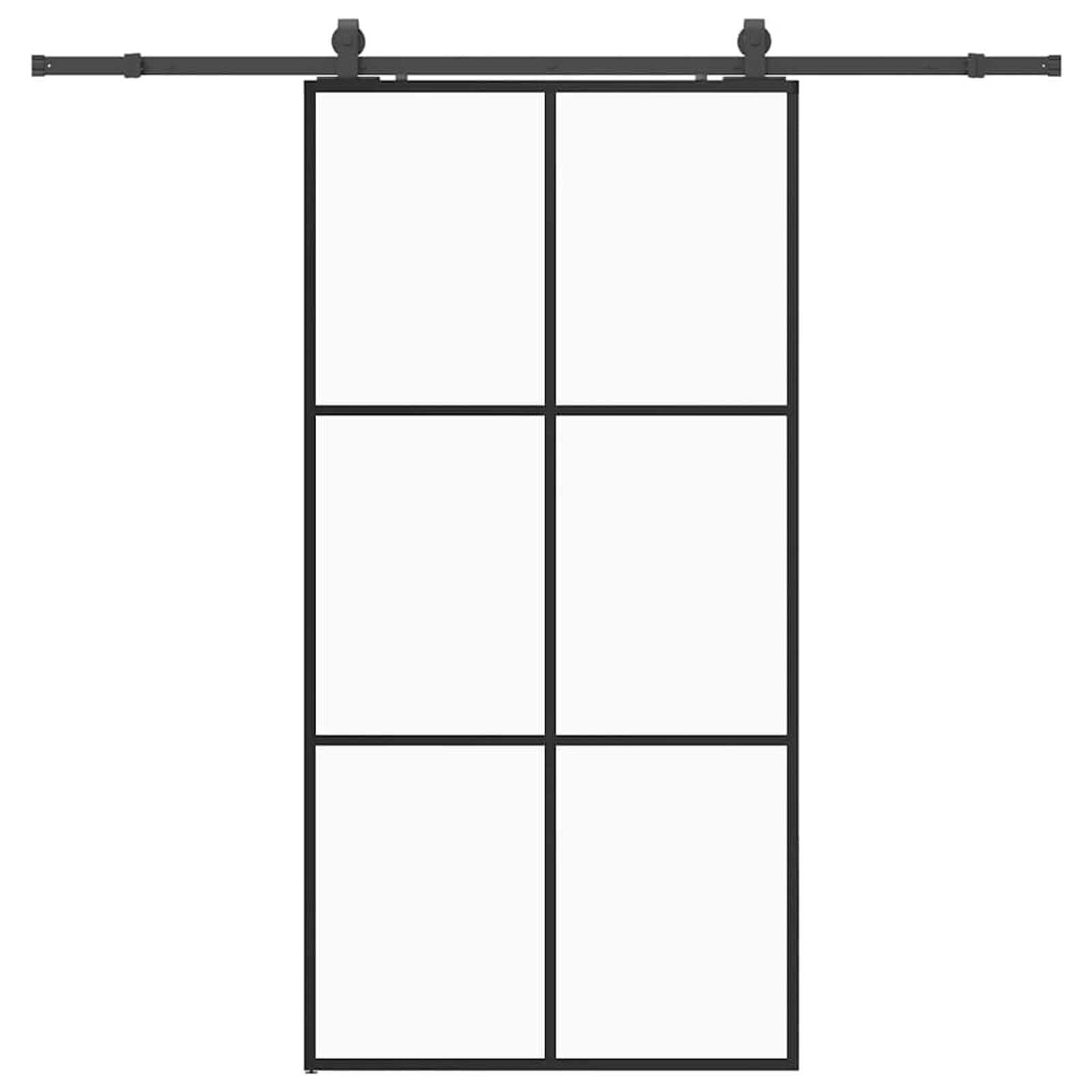vidaXL Porta deslizante c/ conj ferragens 102x205cm vidro ESG preto