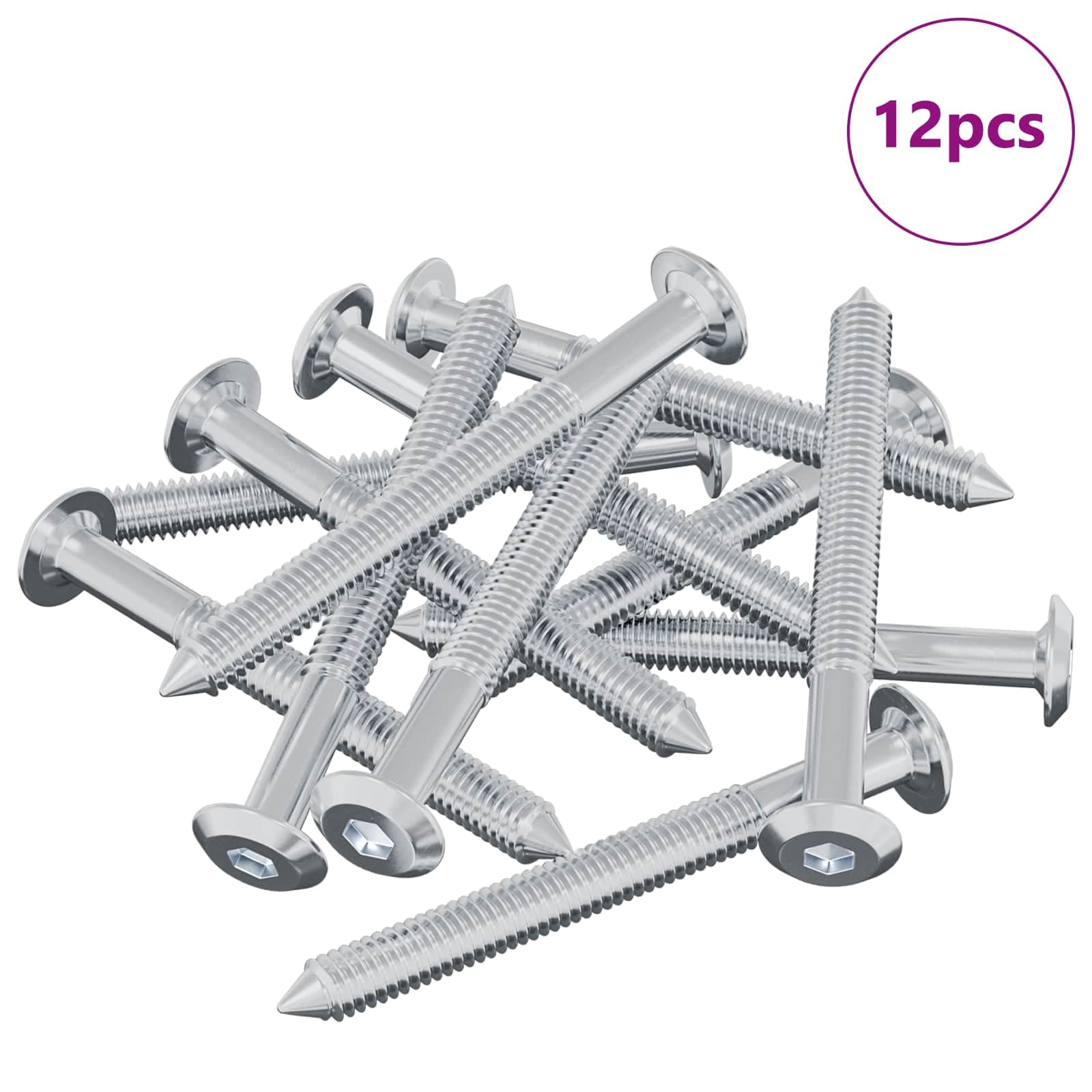vidaXL Parafuso 12 pcs Prateado M6 x 60 mm Aço