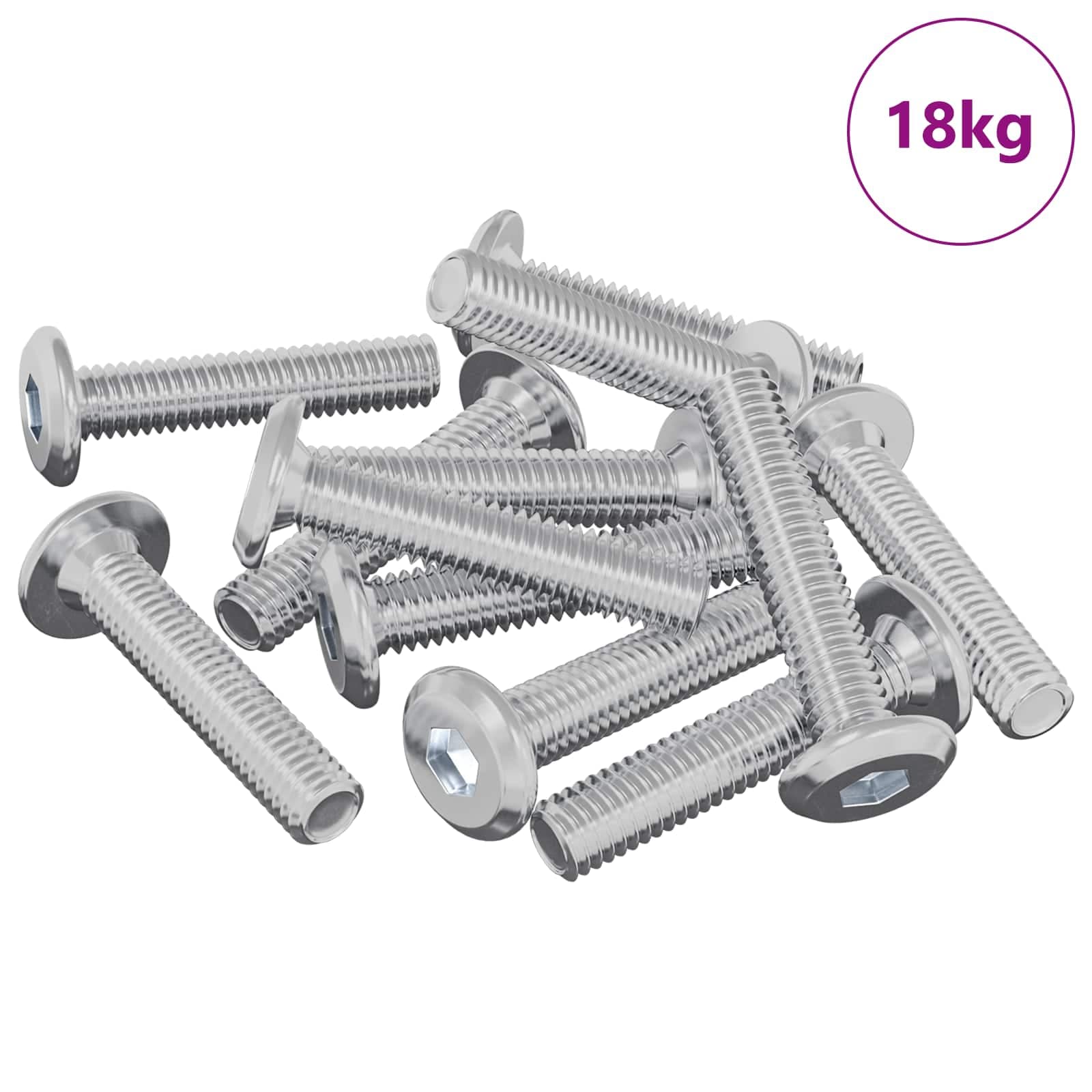 vidaXL Parafuso de Trava Liso 2647 pcs Prateado Aço