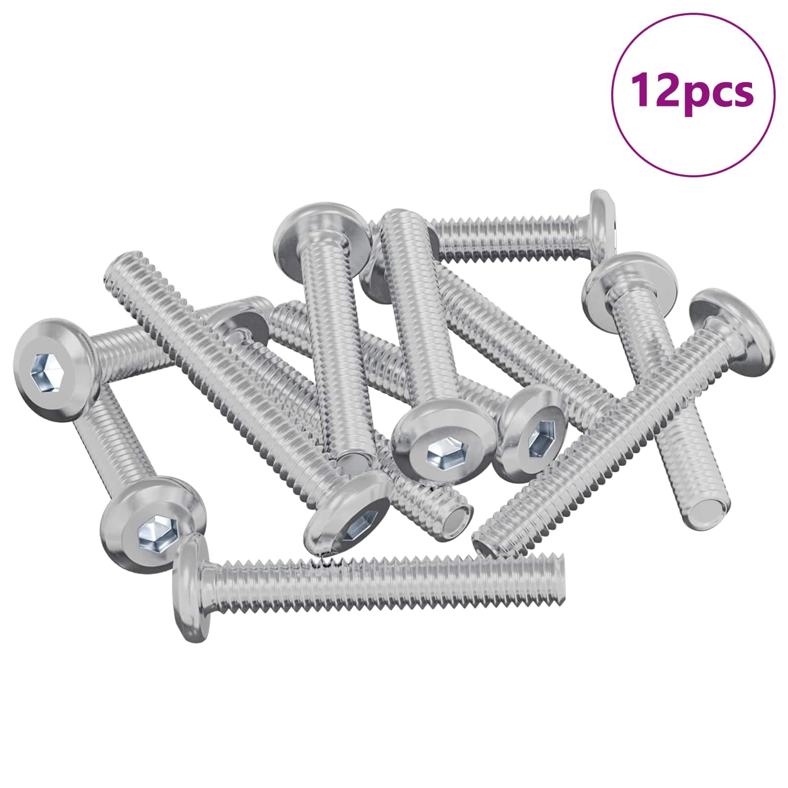 vidaXL Parafuso de Trava Liso 12 pcs Prateado M6 x 35 mm Aço