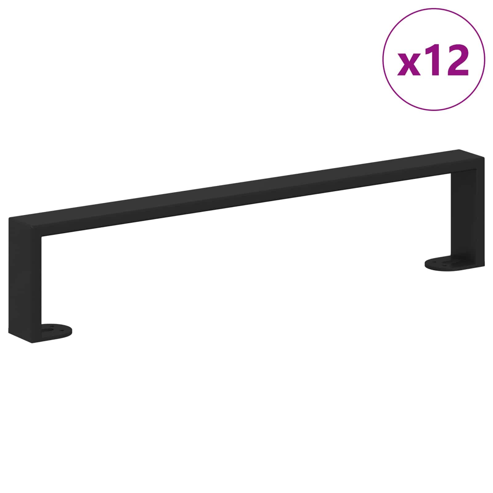 vidaXL Pés de Móveis 12 pcs Preto 481 x 40,5 x 100 mm Ferro
