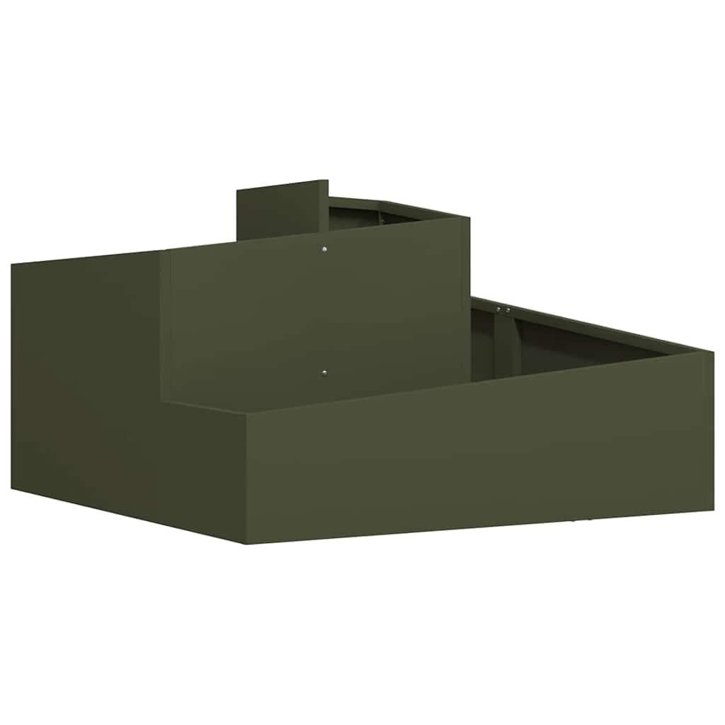 vidaXL Vaso de Jardim Verde Oliva 80 x 80 x 50 cm Aço laminado a frio