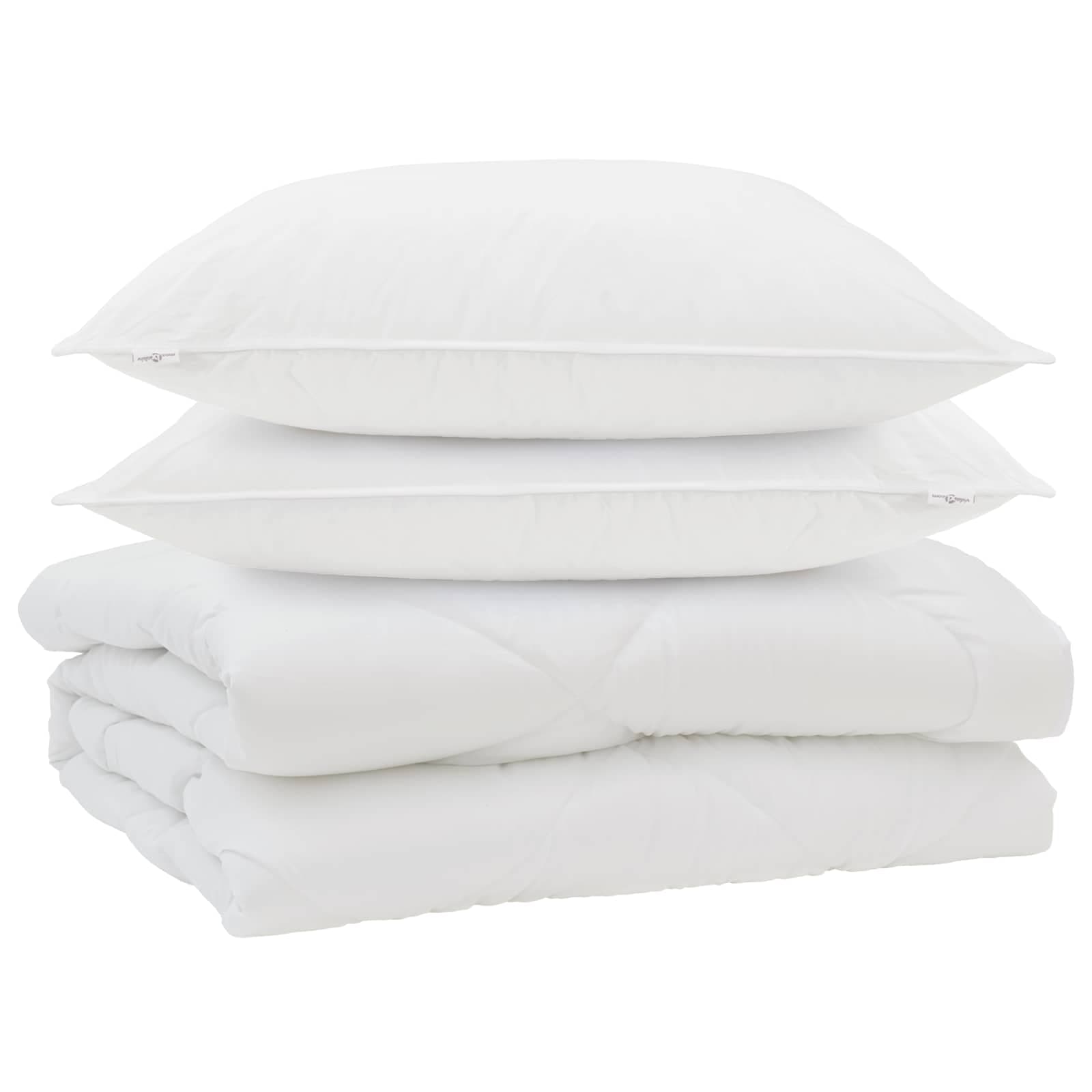 vidaXL Edredão com travesseiro 3 pcs Branco Microfibra