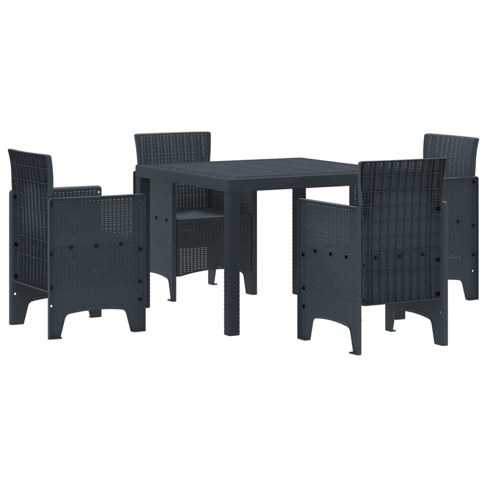 vidaXL Conjunto de Jantar para Jardim 5 Peças Antracite Polipropileno - 1636819151