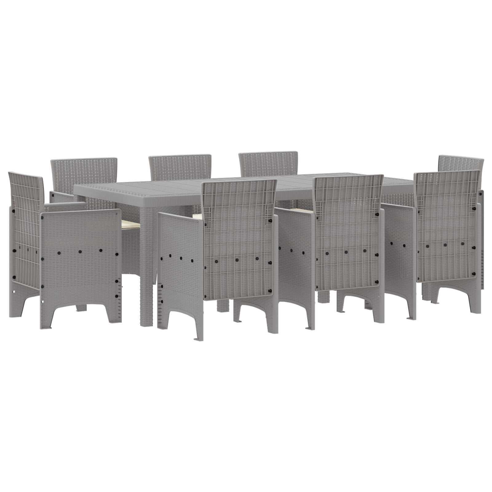 vidaXL Conjunto de Jantar para Jardim 9 Peças Cinzento-claro - 40458751