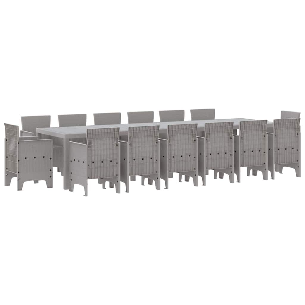 vidaXL Conjunto de Jantar para Jardim 15 Peças Cinzento-claro - 1558330590