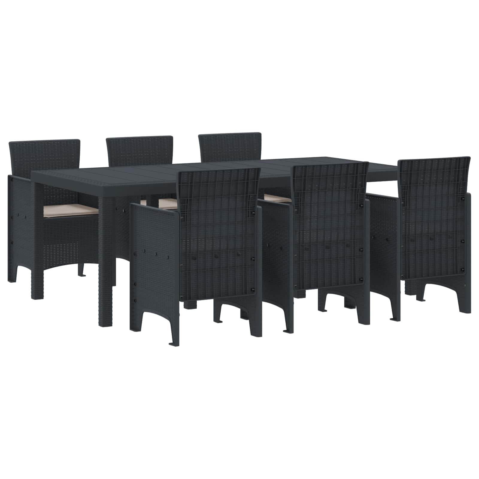vidaXL Conjunto de Jantar para Jardim 7 Peças Antracite Polipropileno - 658138805