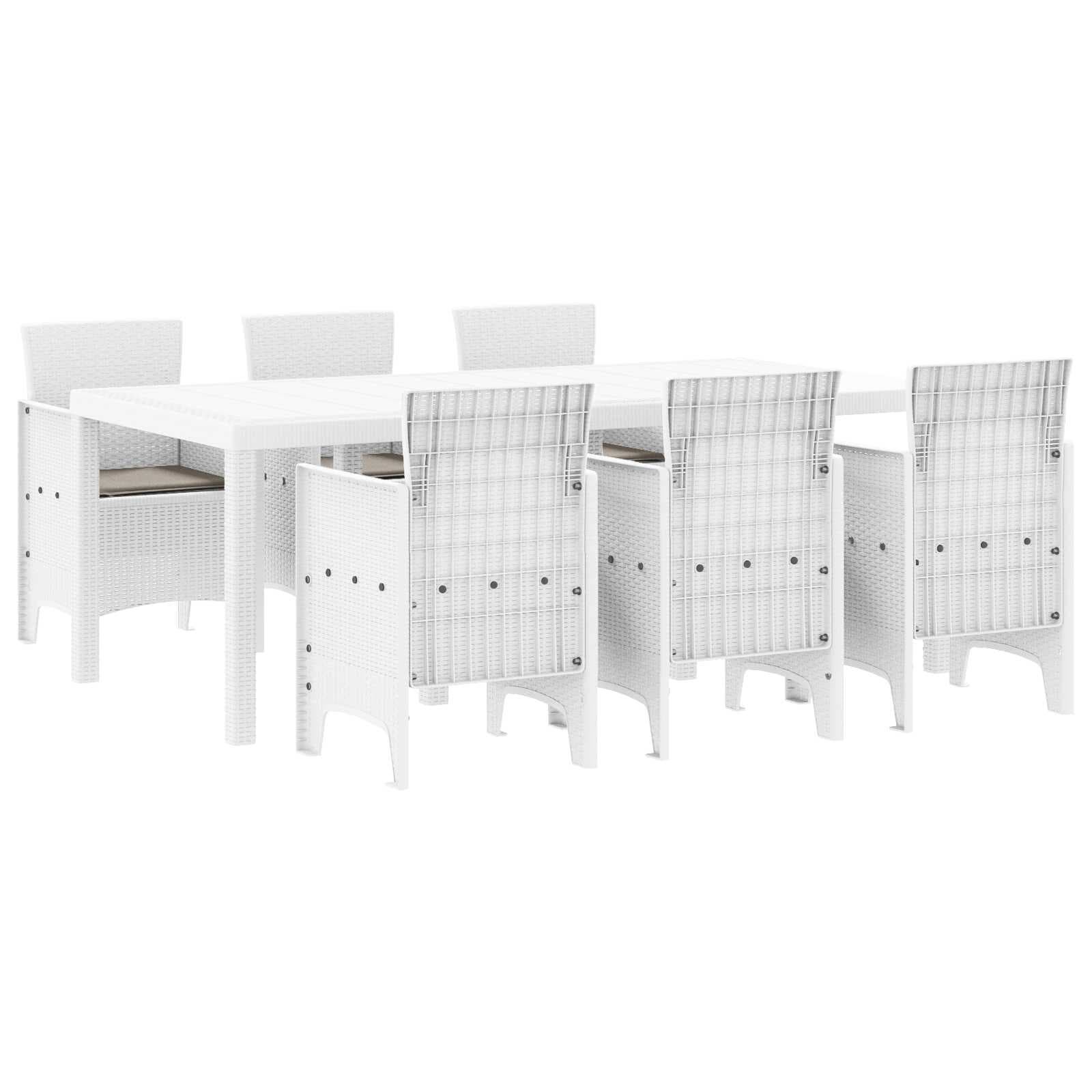 vidaXL Conjunto de Jantar para Jardim 7 Peças Branco Polipropileno - 2457051349