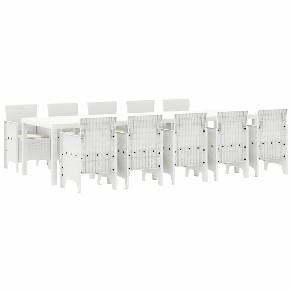 vidaXL Conjunto de Jantar para Jardim com almofada 11 pcs Branco