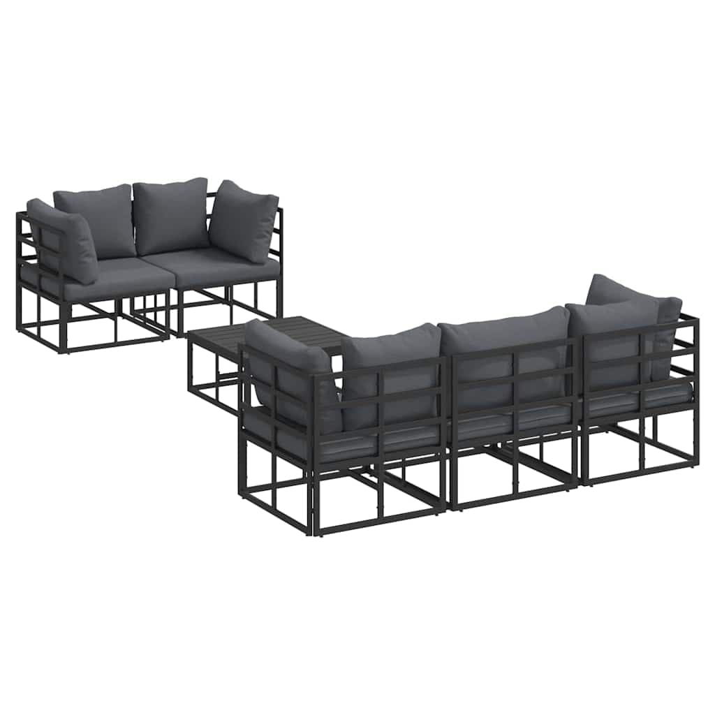 vidaXL Conjunto de Sofá de Jardim com Almofada 6 Peças Preto Aço - 3338757746