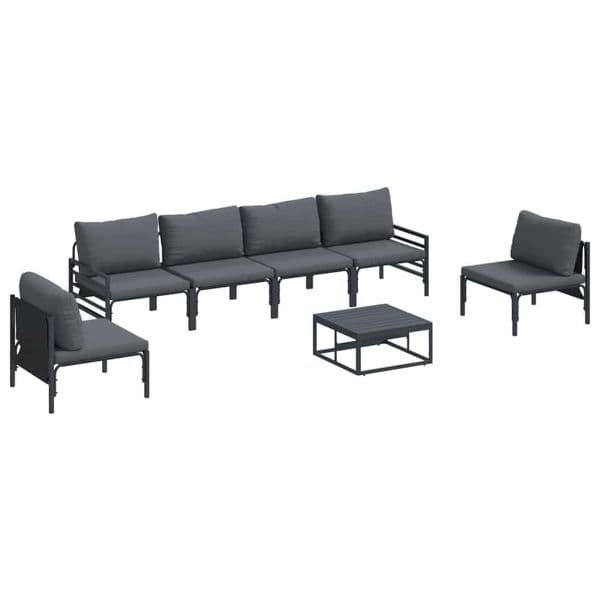 vidaXL Conjunto de Sofá de Jardim com Almofada 7 Peças Preto Aço - 2090018848