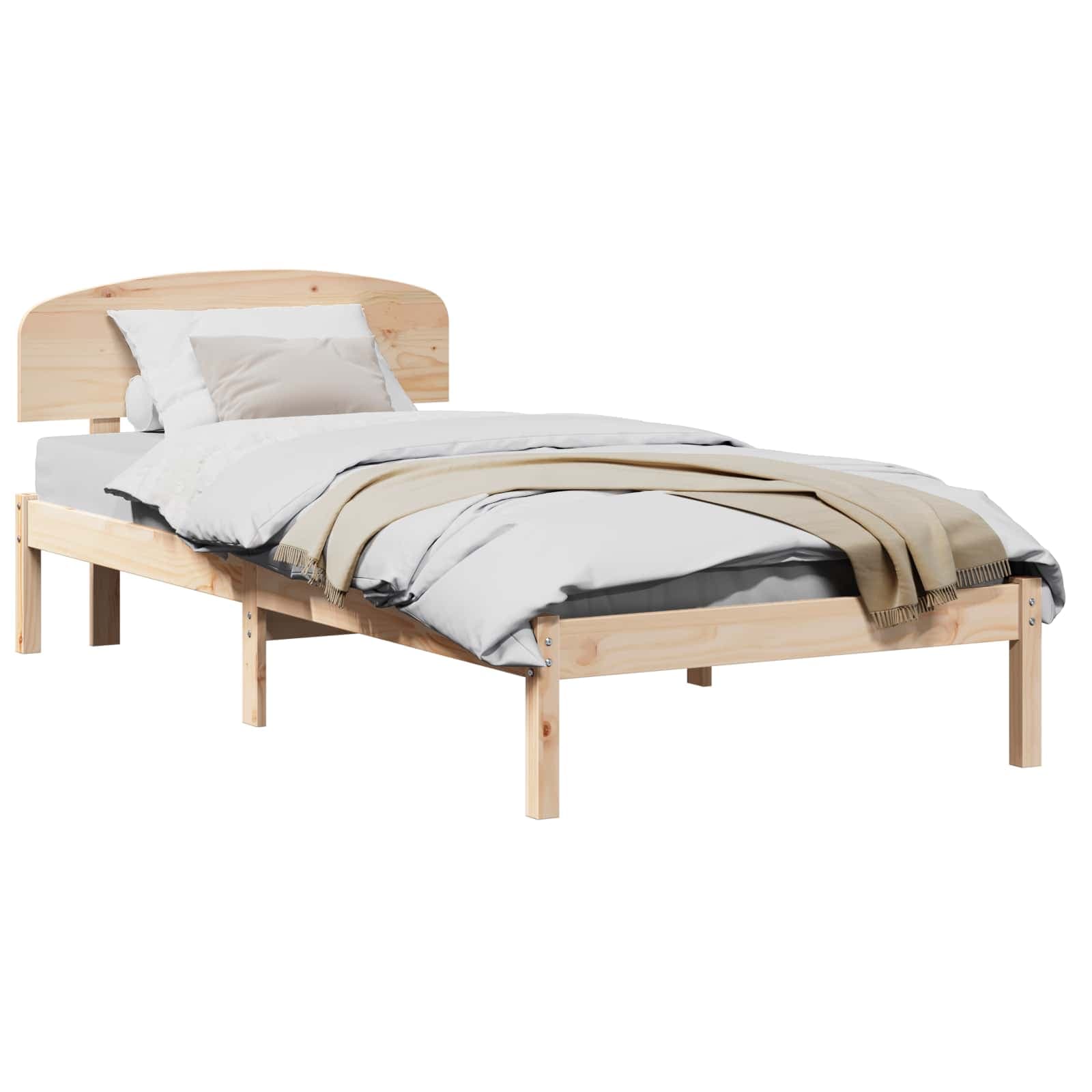 vidaXL Estrutura da Cama com cabeceira Natural 90 x 200 cm