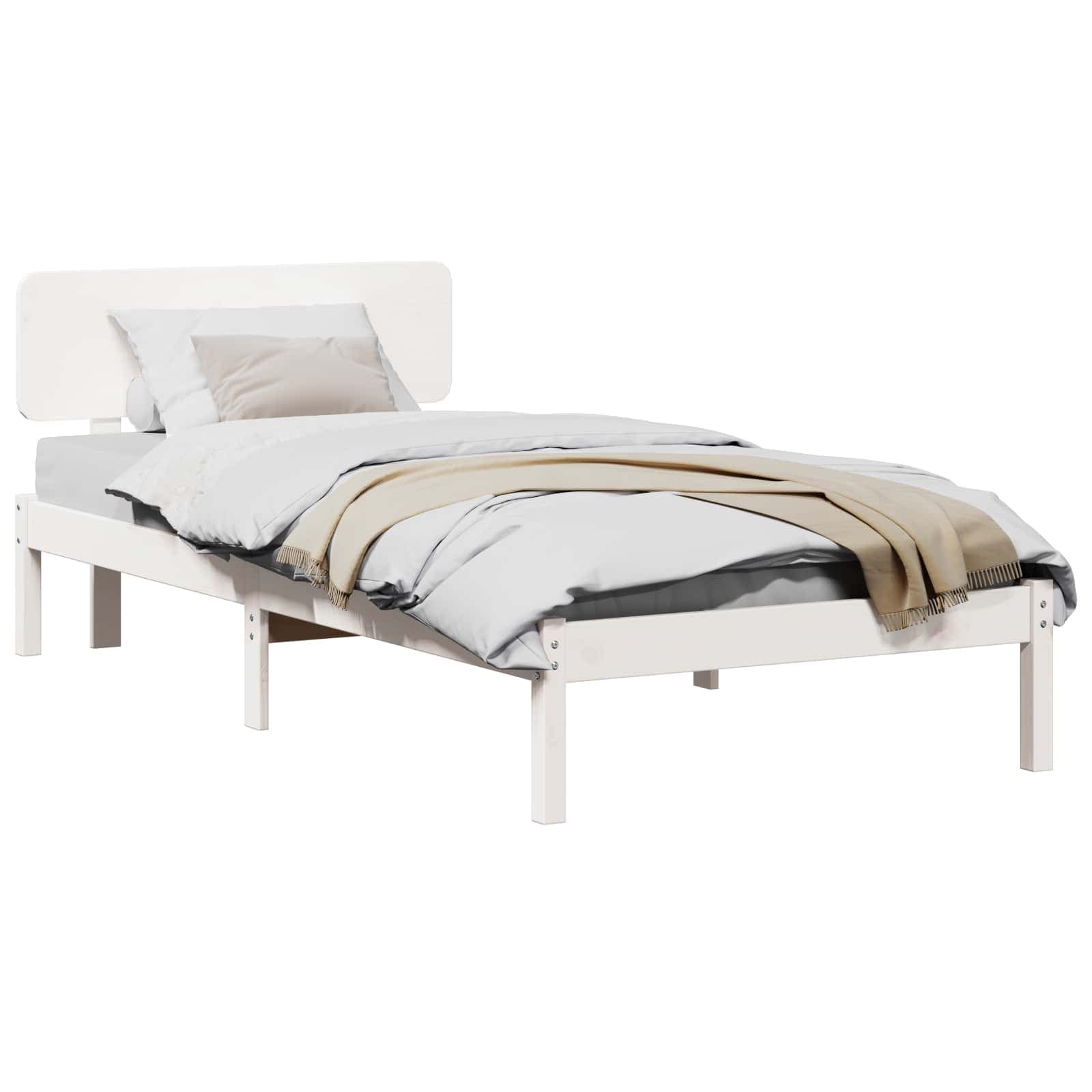 vidaXL Estrutura da Cama Branco 80 x 200 cm Madeira de Pinheiro Sólida