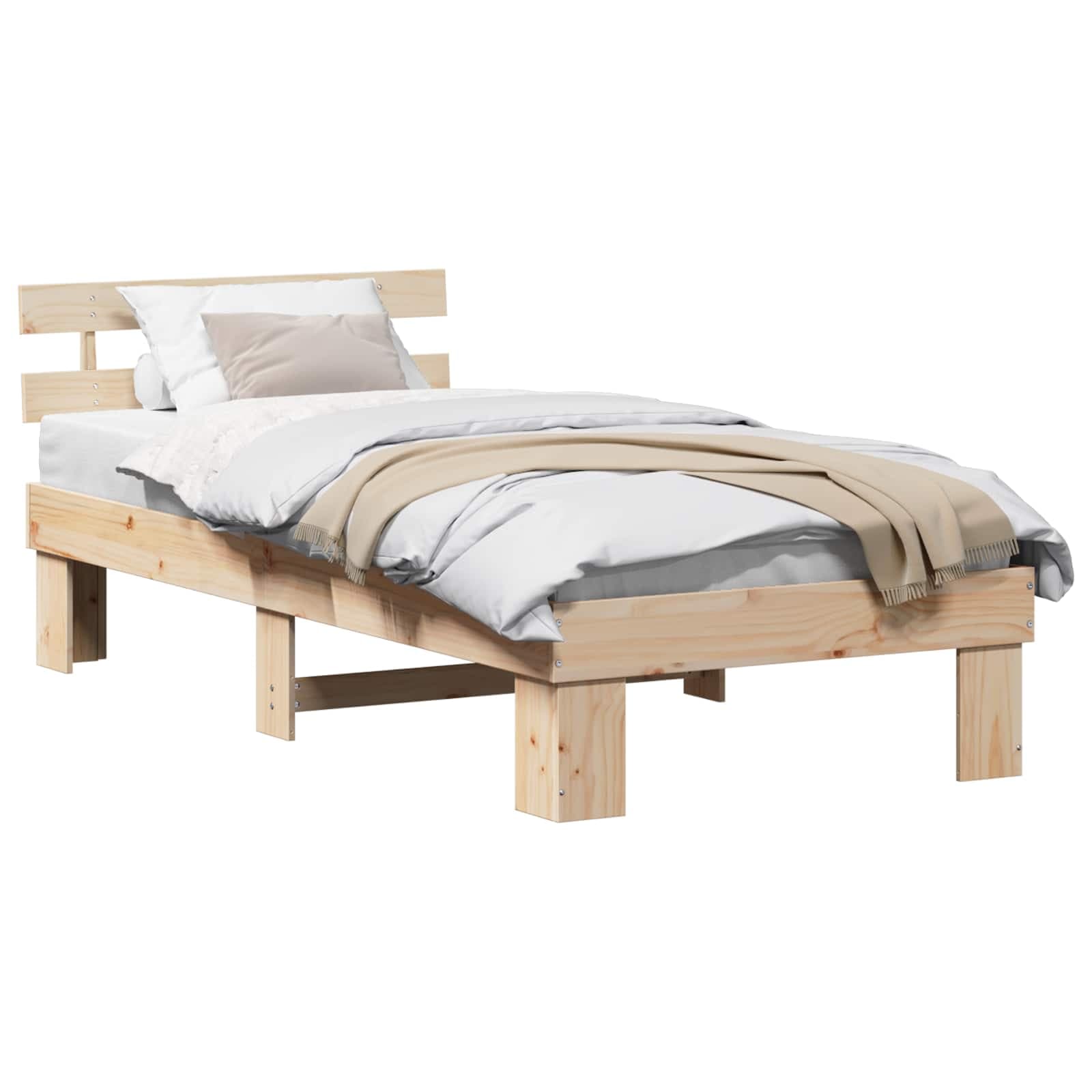 vidaXL Estrutura da Cama com cabeceira Natural 100 x 200 cm