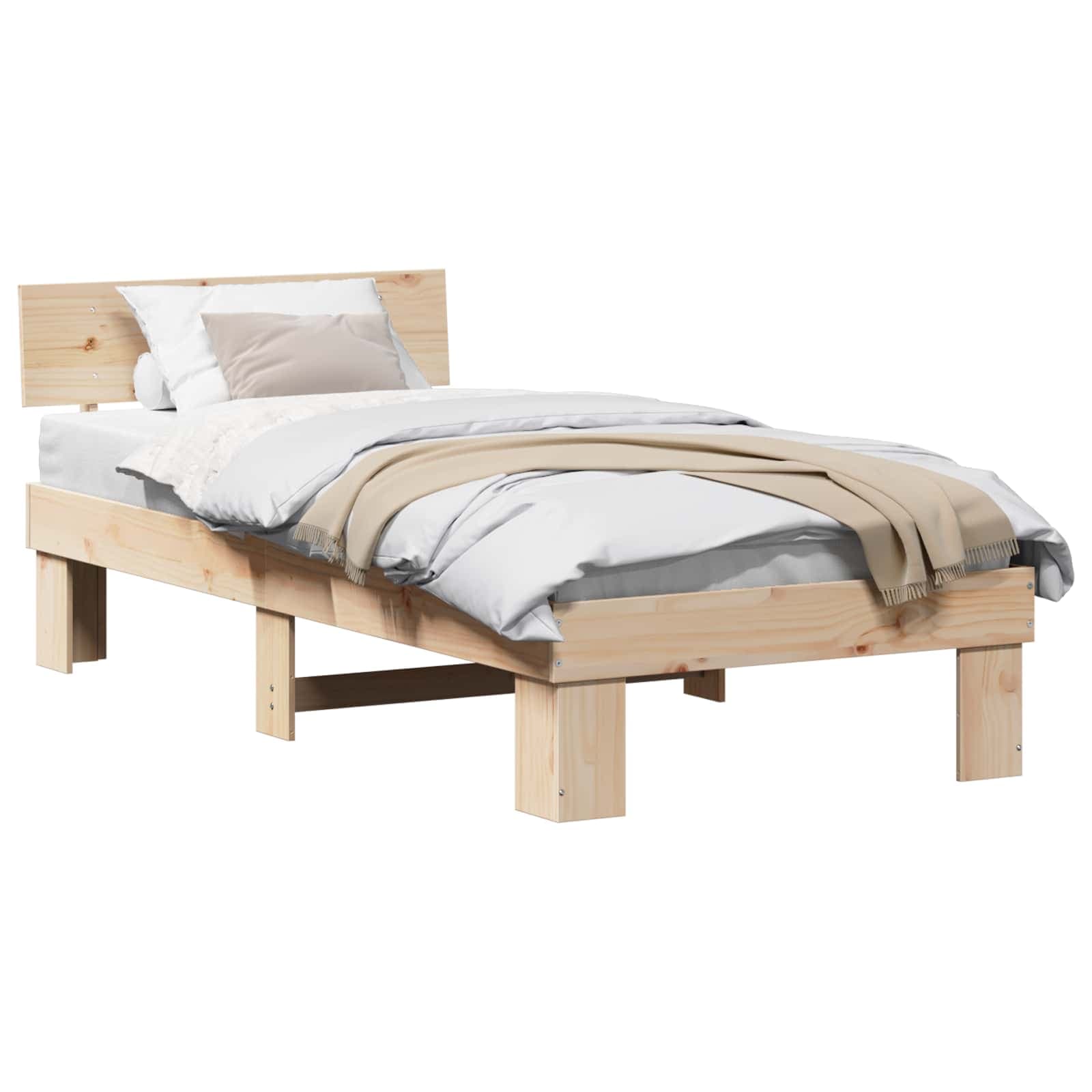 vidaXL Estrutura da Cama com cabeceira Natural 75 x 190 cm
