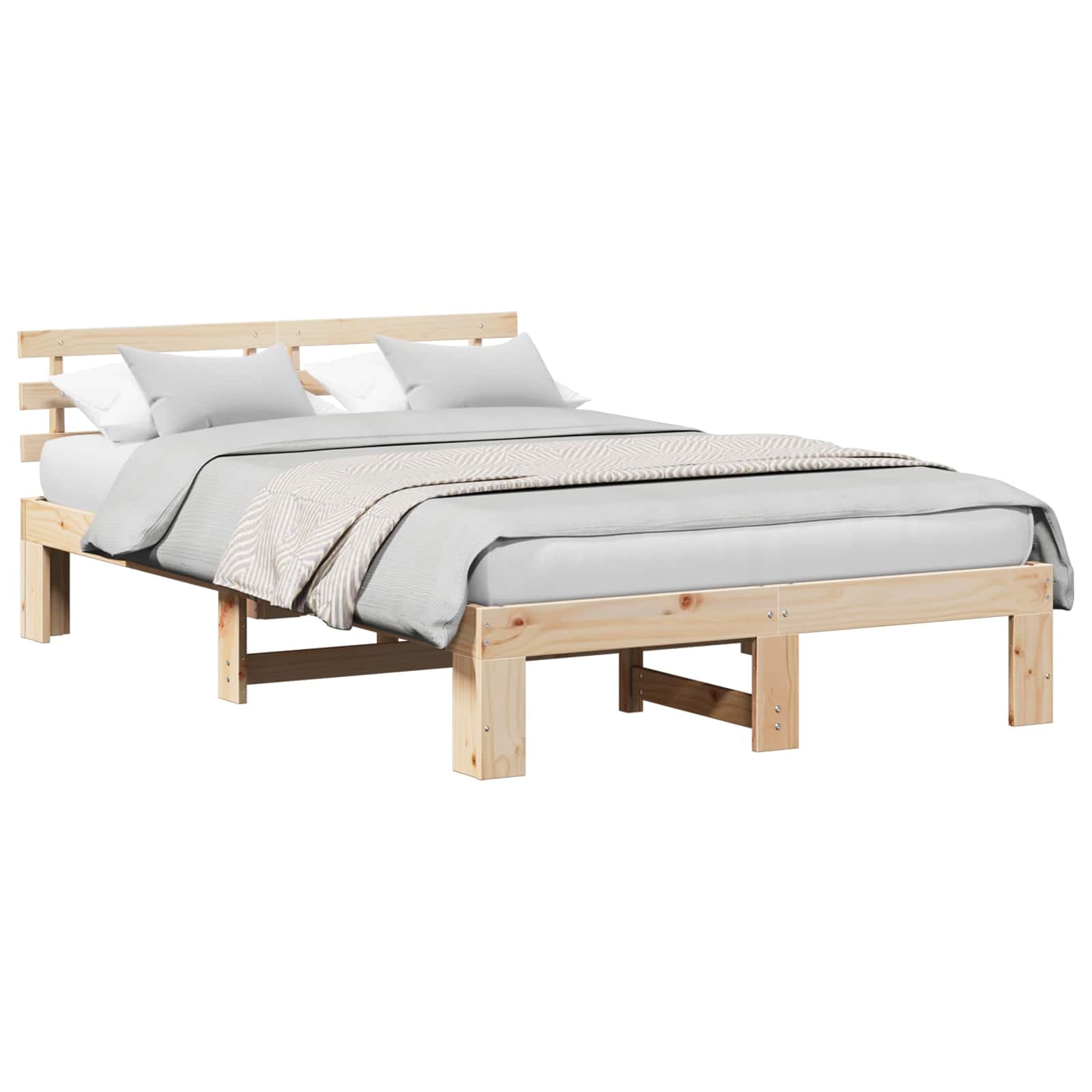 vidaXL Estrutura da Cama com cabeceira Natural 140 x 190 cm