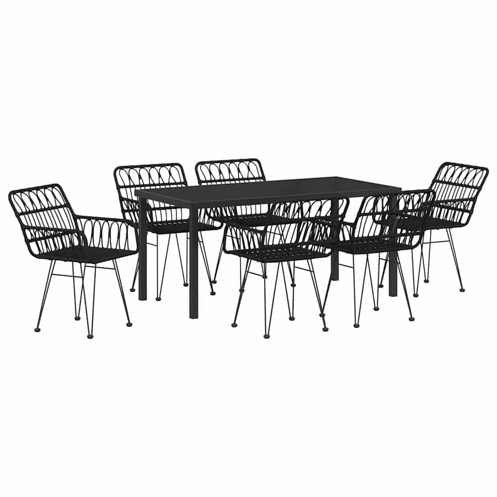 vidaXL Conjunto de Jantar para Jardim 7 pcs Preto Aço revestido a pó