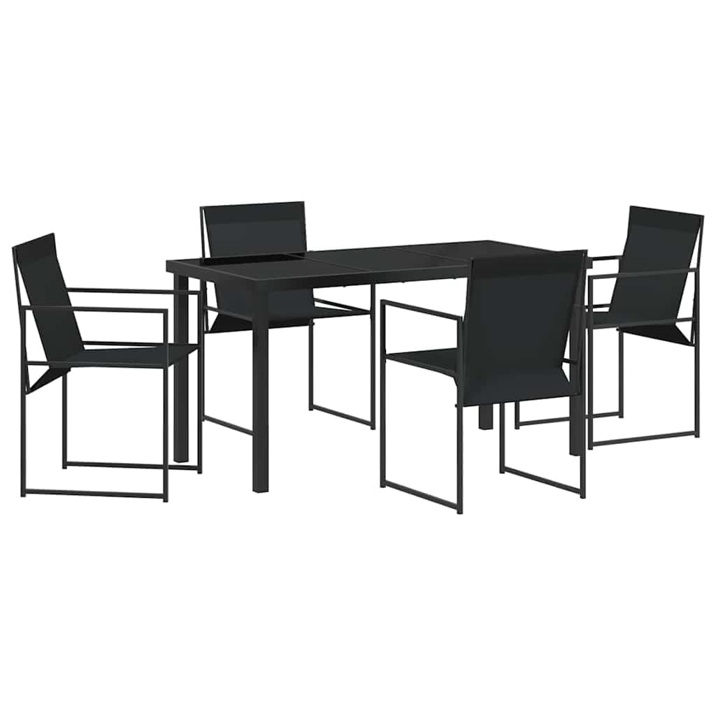 vidaXL Conjunto de Jantar para Jardim 5 pcs Preto Textileno e Aço