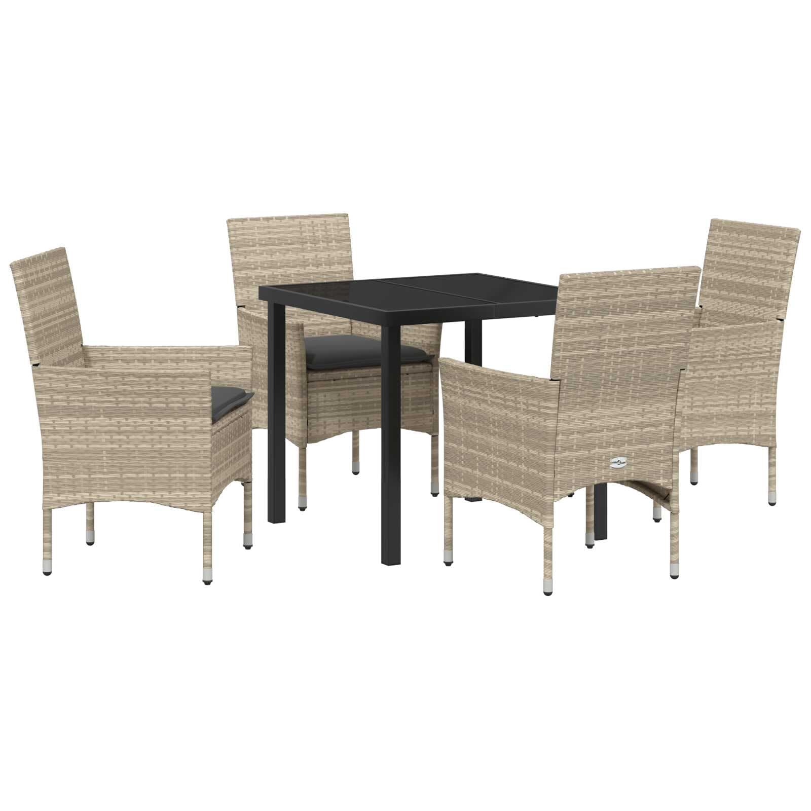vidaXL Conjunto de Jantar para Jardim 5 pcs Cinzento-claro vime PE