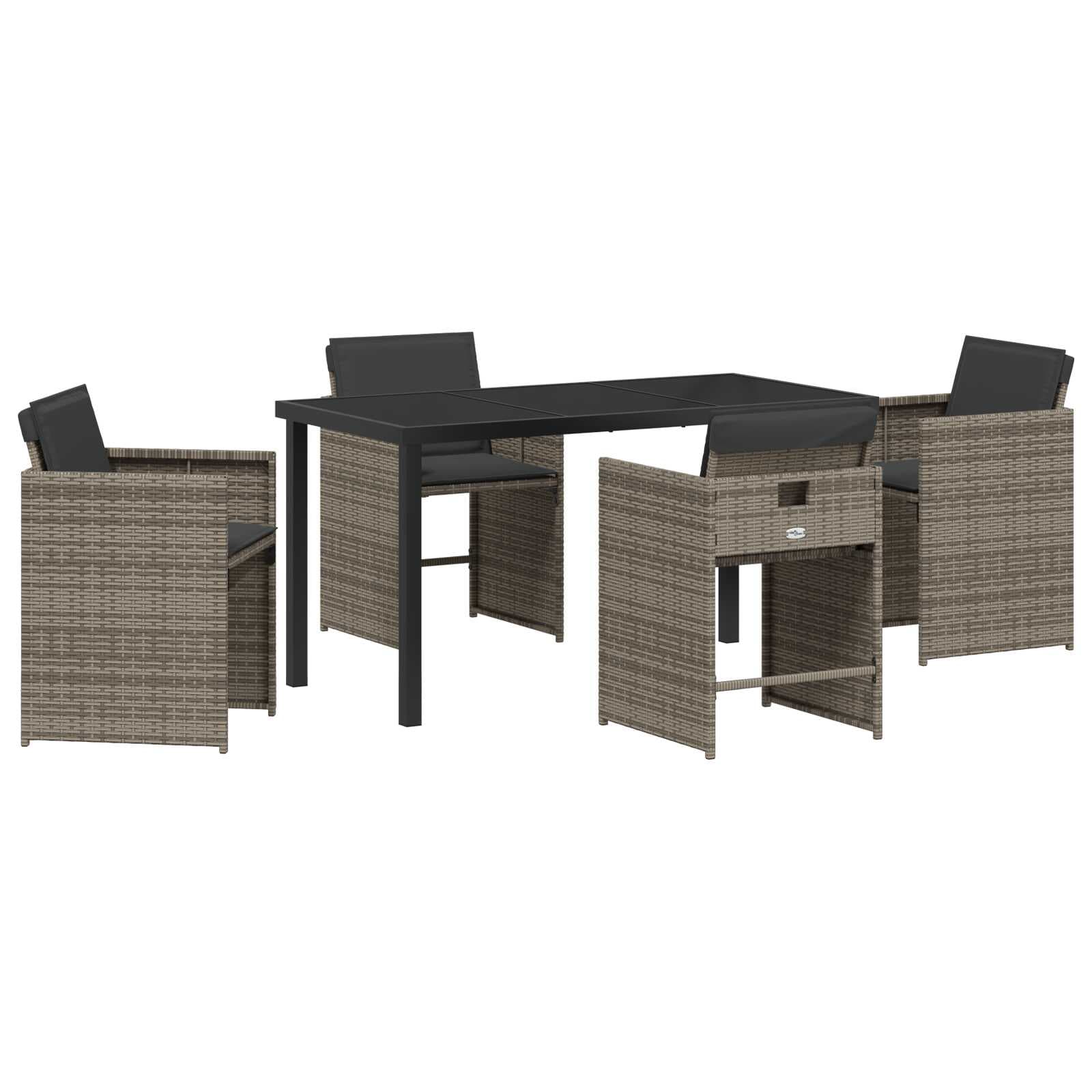 vidaXL Conjunto de Jantar para Jardim 5 pcs Cinzeto vime PE