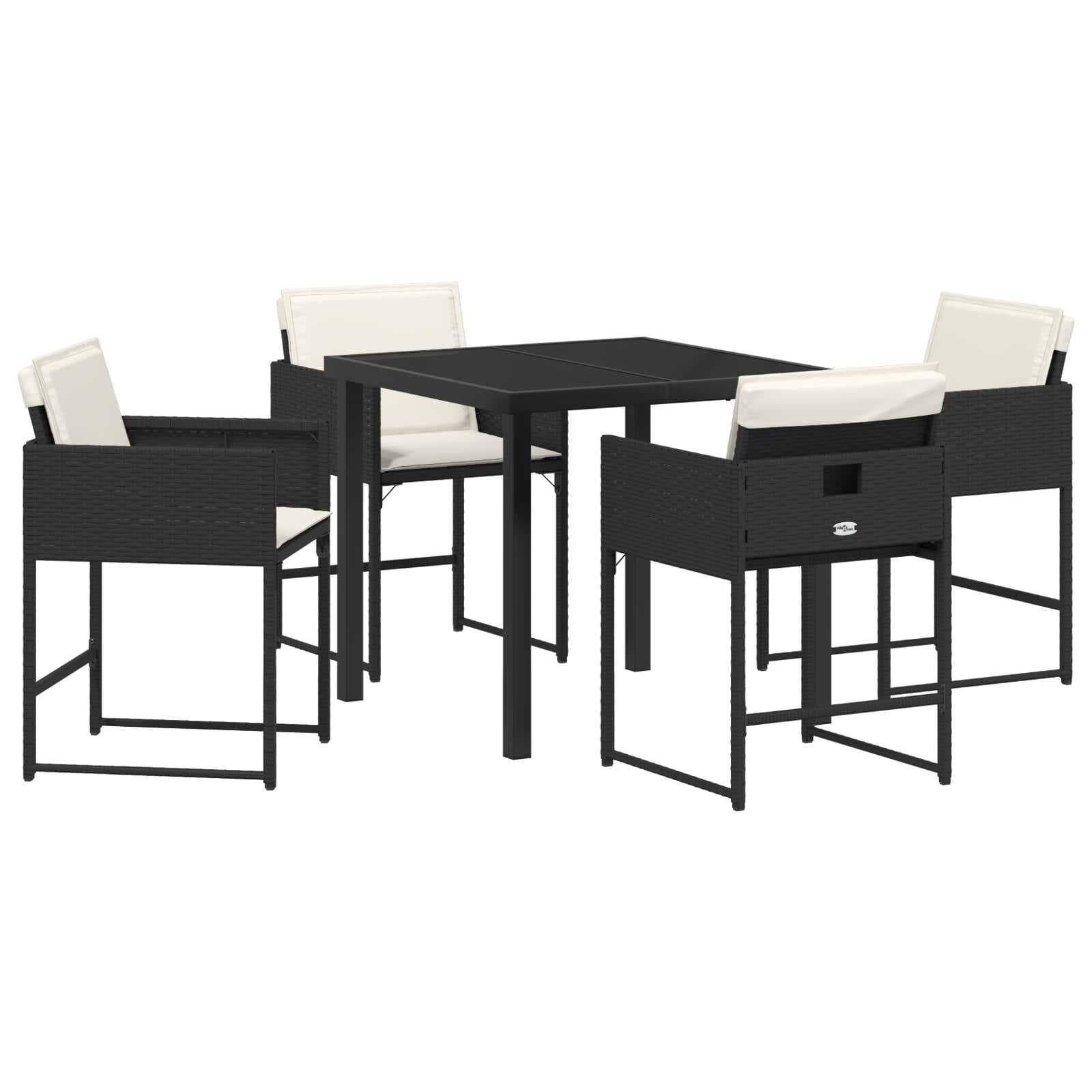 vidaXL Conjunto de Jantar para Jardim com almofada 5 pcs Preto vime PE