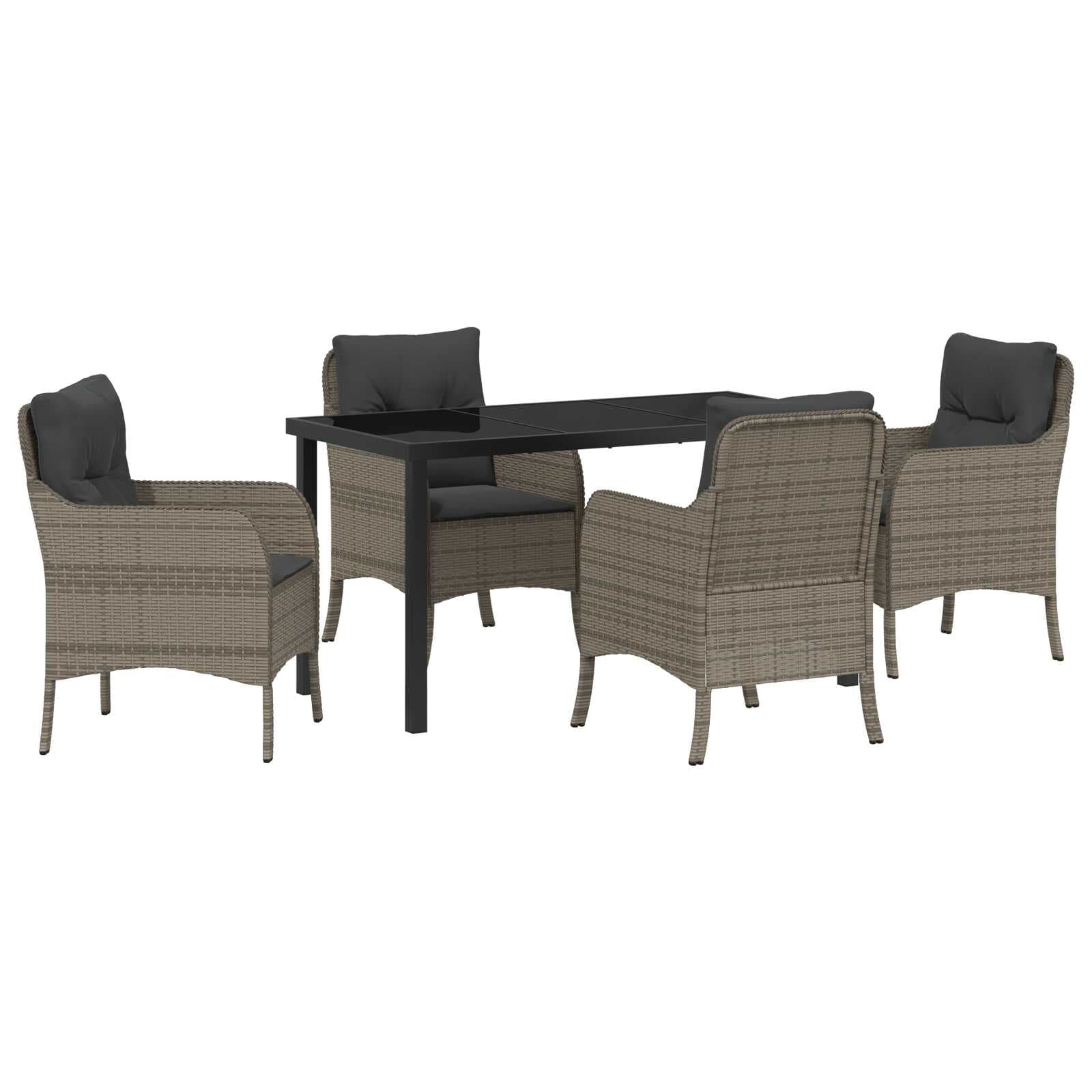 vidaXL Conjunto de Jantar para Jardim 5 pcs Cinzeto vime PE