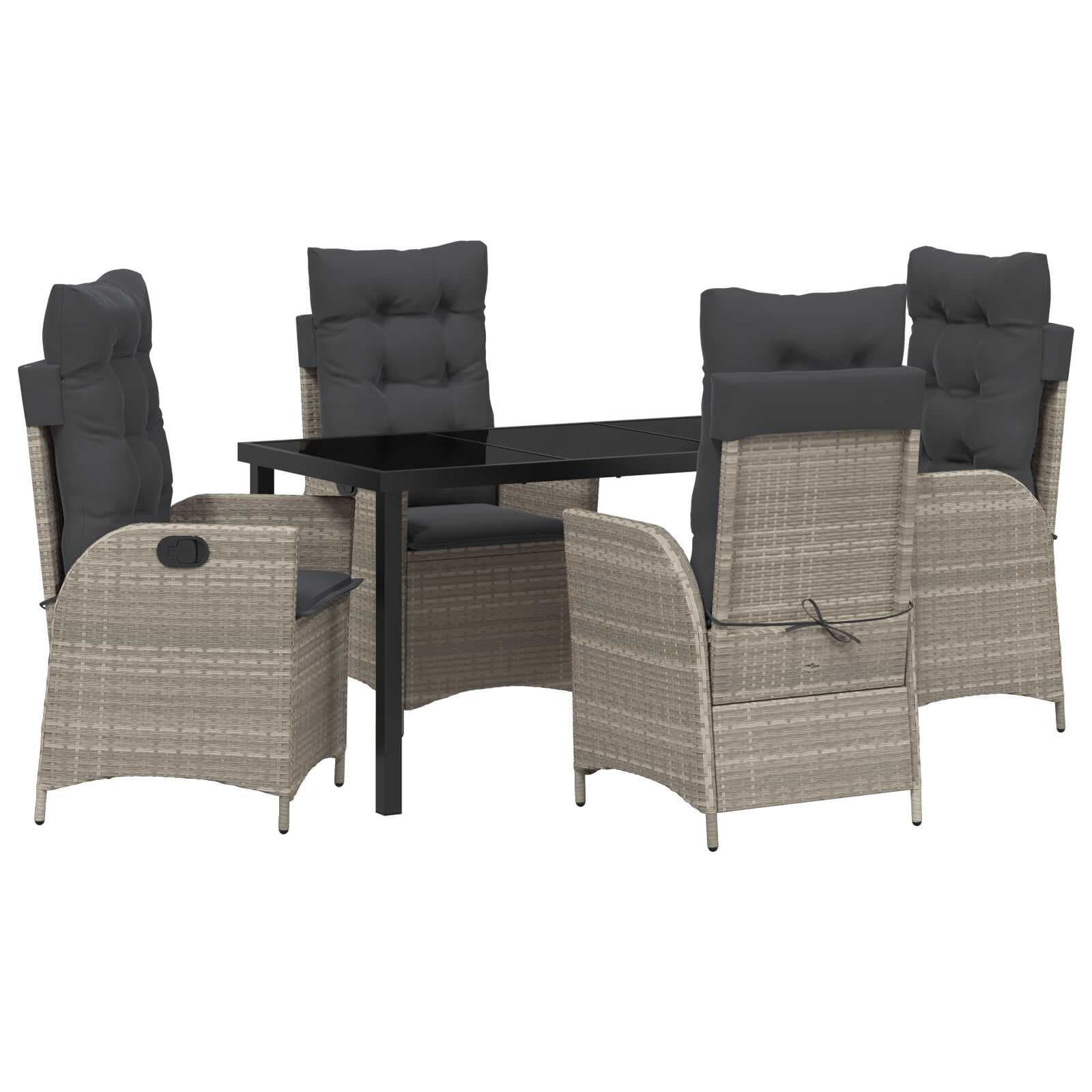 vidaXL Conjunto de Jantar para Jardim 5 pcs Cinzento-claro vime PE